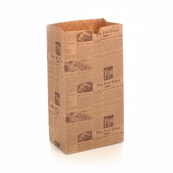 Bag Tek Kraft Newsprint Paper Bag - 6 lb - 6" x 3 1/2" x 10 3/4" - 100 count box