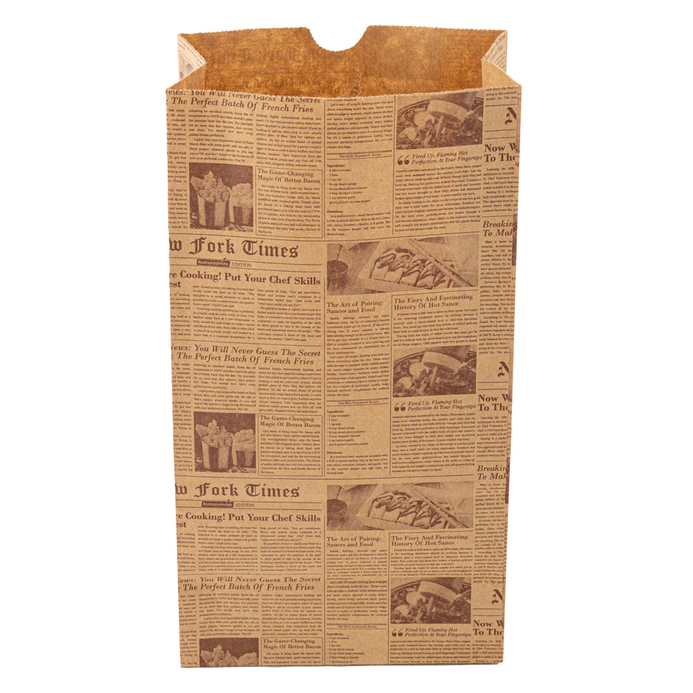 Bag Tek Kraft Newsprint Paper Bag - 6 lb - 6" x 3 1/2" x 10 3/4" - 100 count box