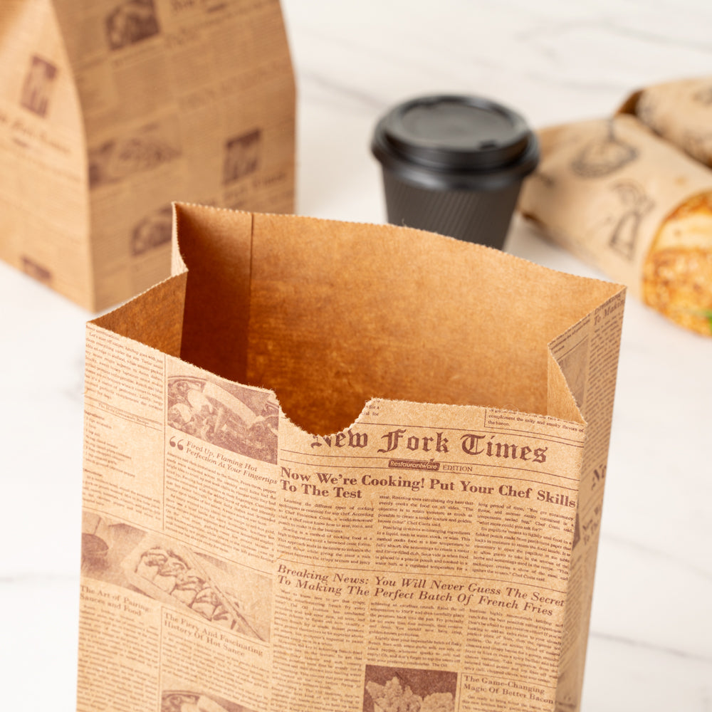 Bag Tek Kraft Newsprint Paper Bag - 6 lb - 6" x 3 1/2" x 10 3/4" - 100 count box