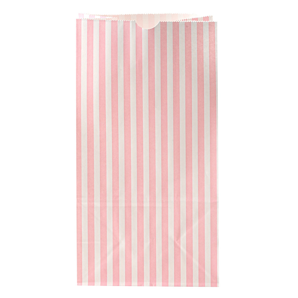 Bag Tek Pink and White Stripe Paper Bag - 6 lb - 6" x 3 1/2" x 10 3/4" - 100 count box