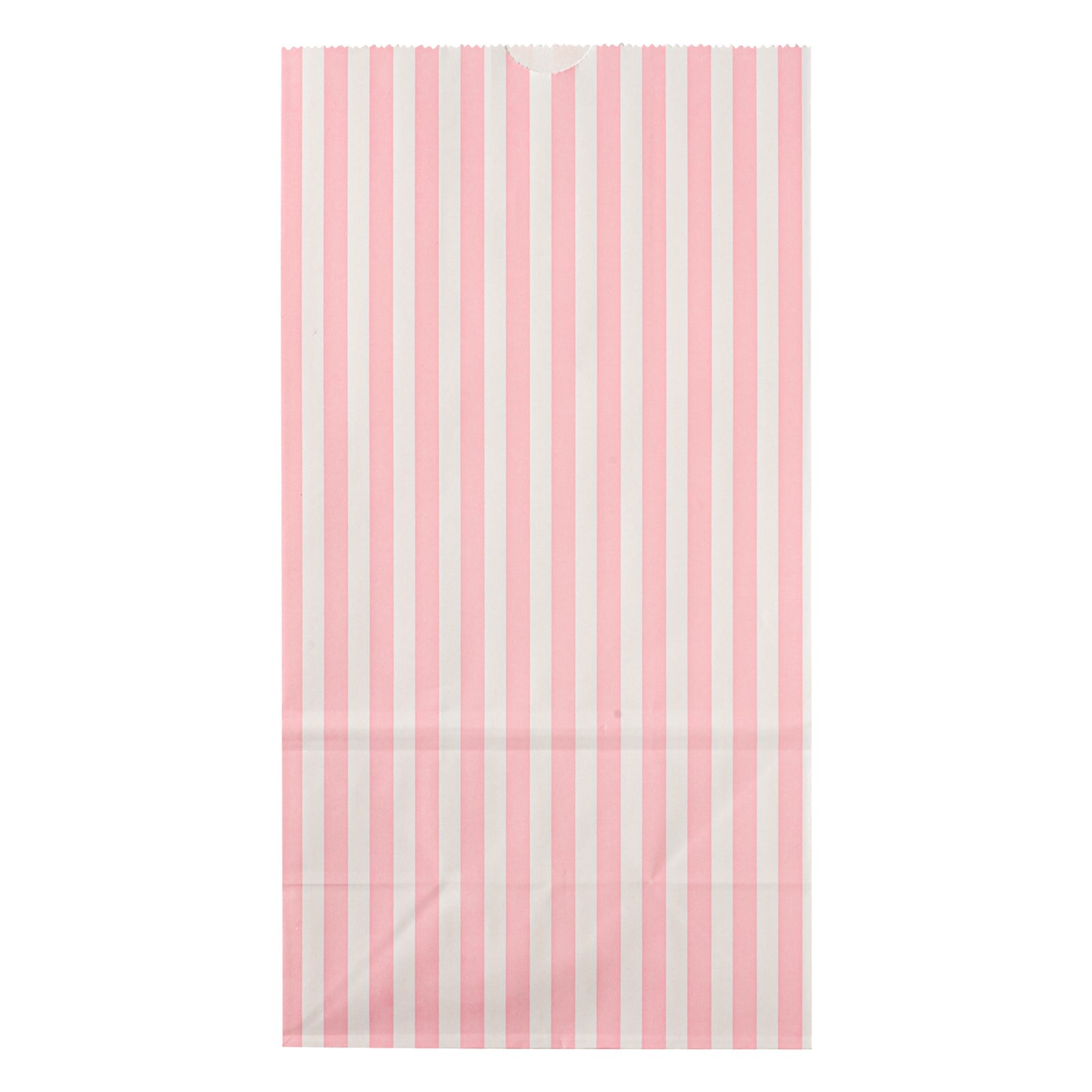 Bag Tek Pink and White Stripe Paper Bag - 6 lb - 6" x 3 1/2" x 10 3/4" - 100 count box