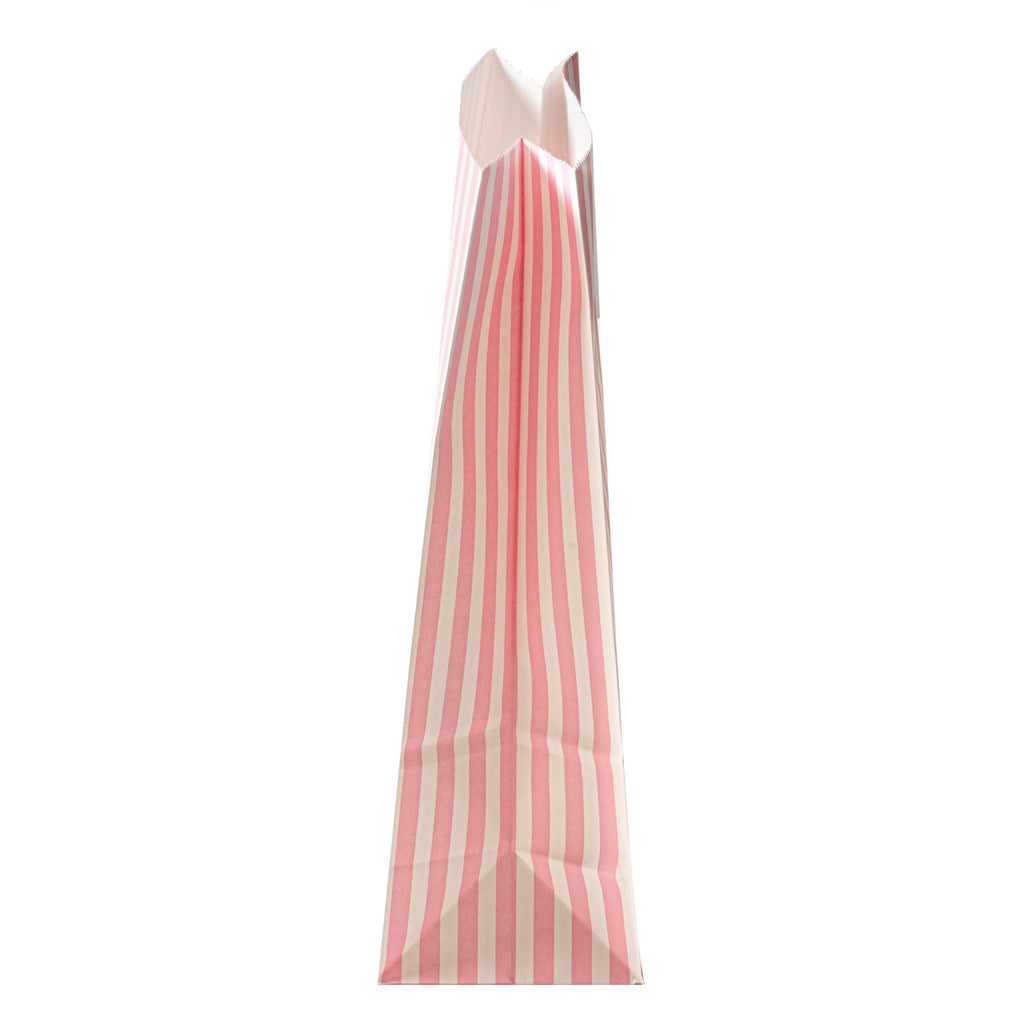Bag Tek Pink and White Stripe Paper Bag - 6 lb - 6" x 3 1/2" x 10 3/4" - 100 count box