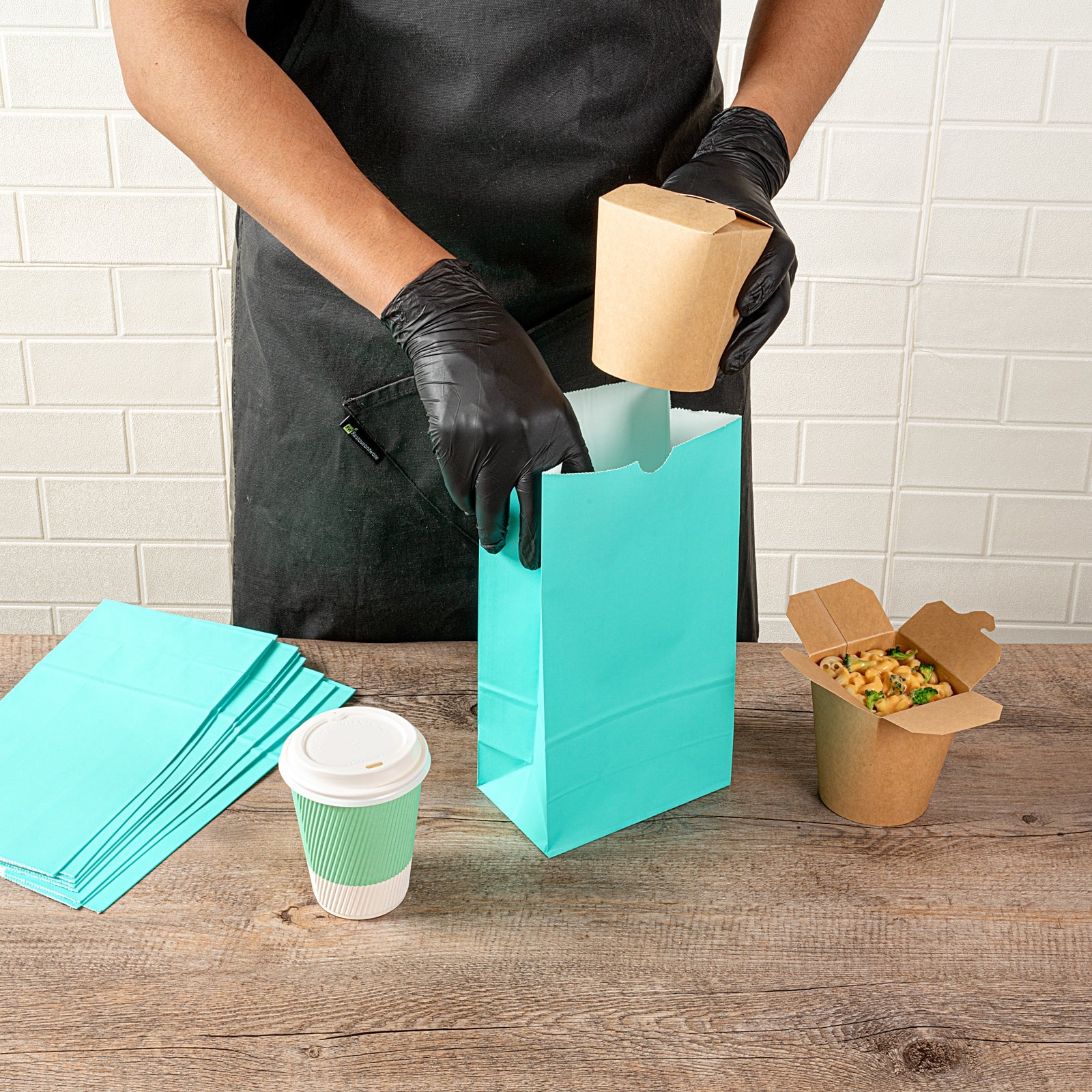 Bag Tek Turquoise Paper Bag - 6 lb - 6" x 3 1/2" x 10 3/4" - 100 count box