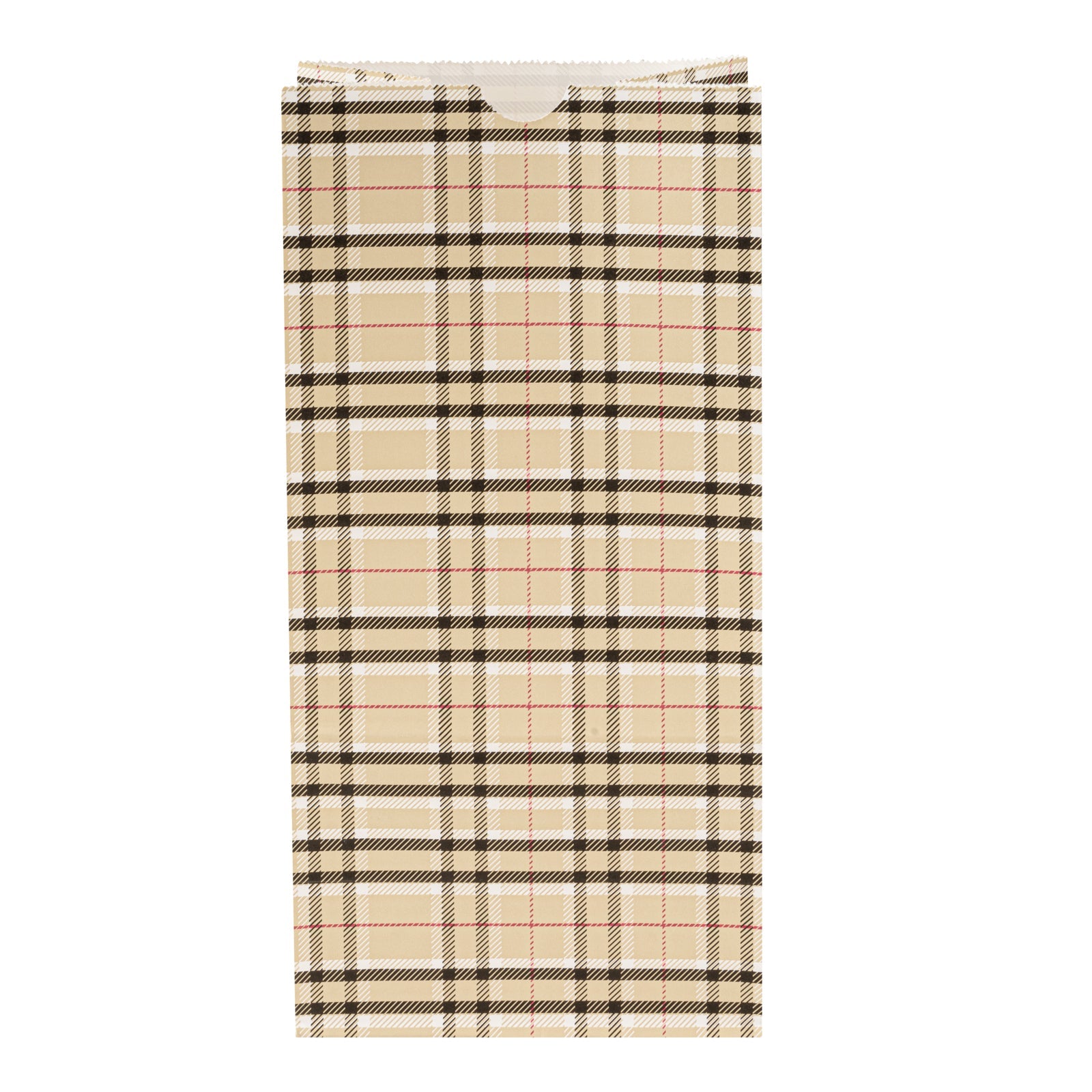 Bag Tek Plaid Paper Bag - 8 lb - 6" x 4" x 11 3/4" - 100 count box