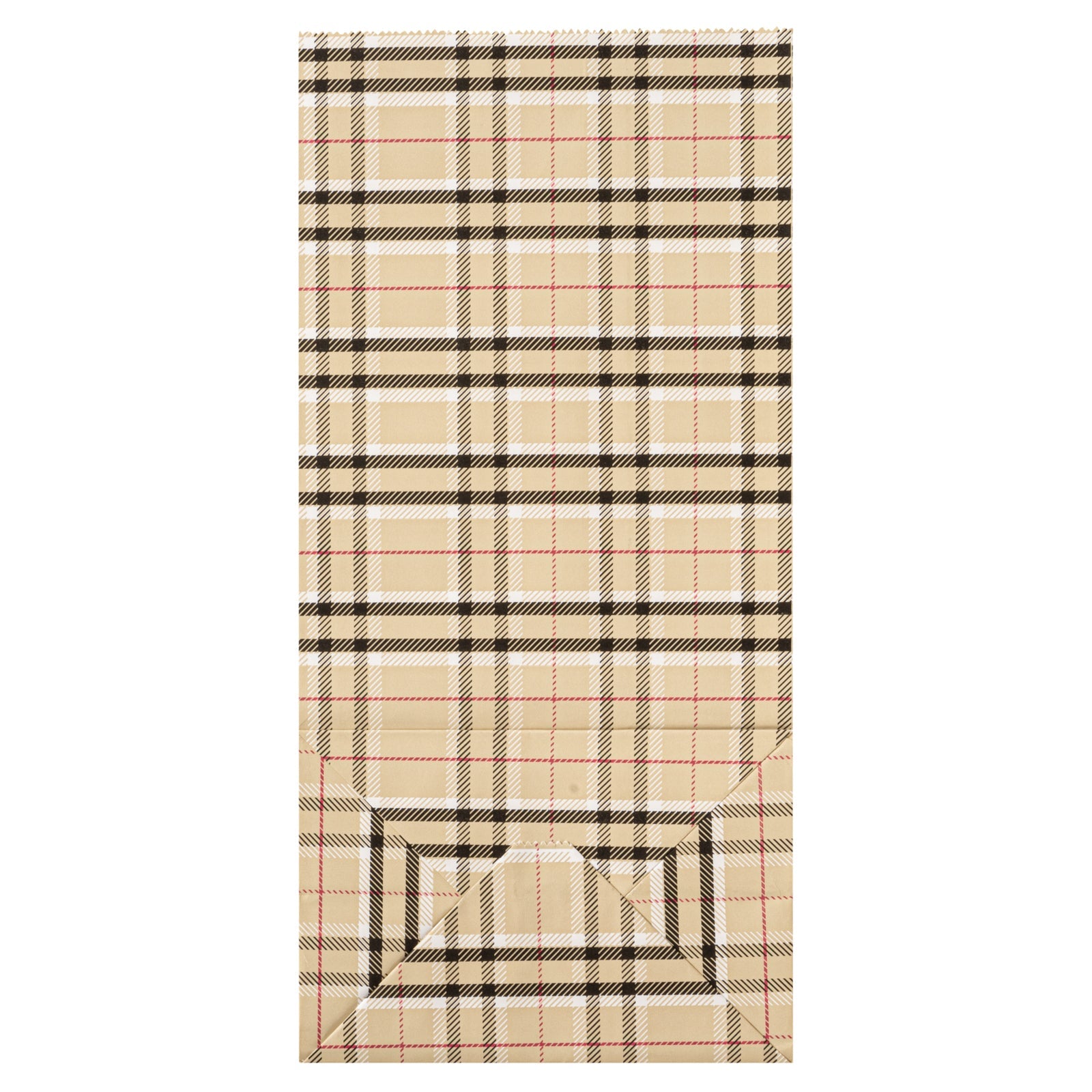 Bag Tek Plaid Paper Bag - 8 lb - 6" x 4" x 11 3/4" - 100 count box
