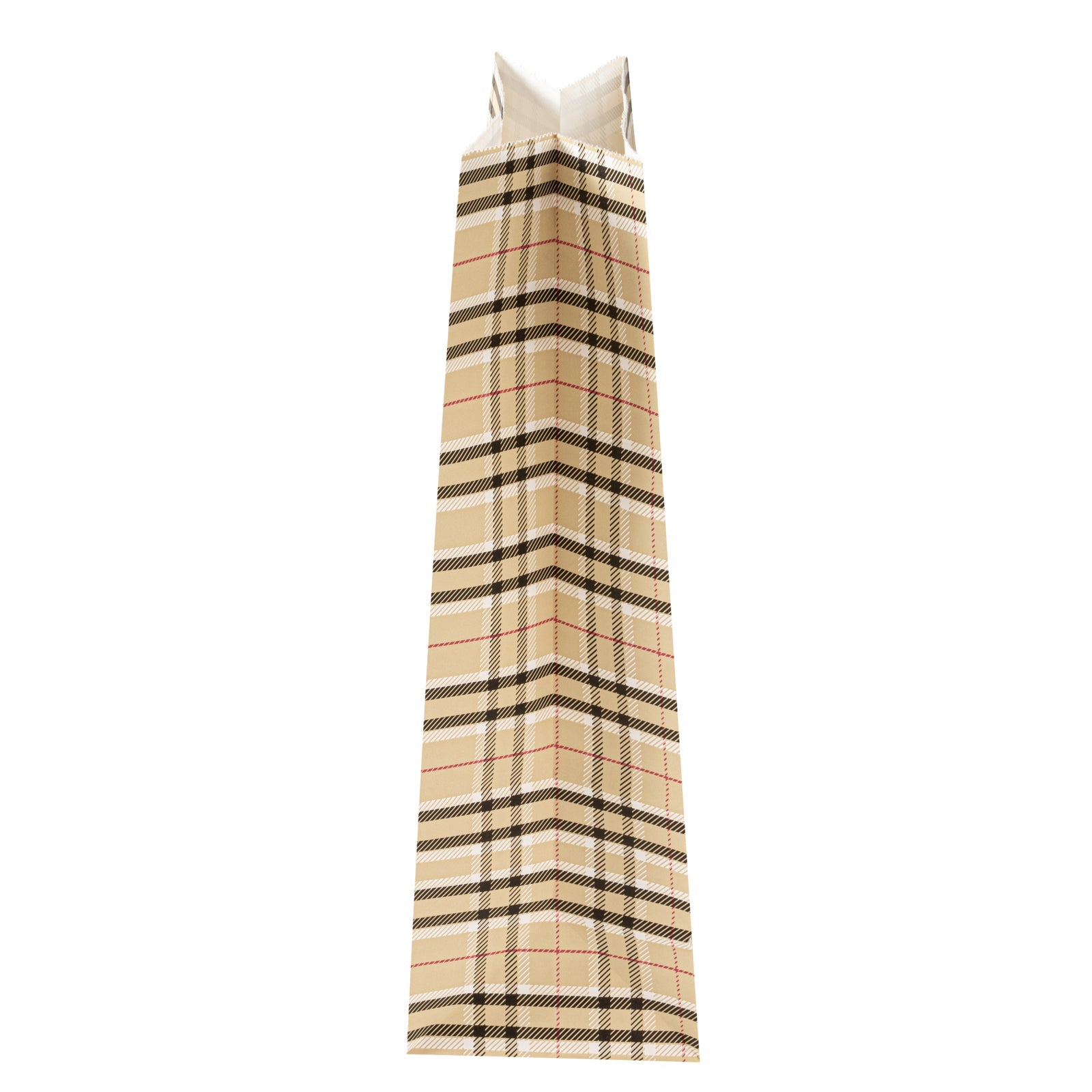 Bag Tek Plaid Paper Bag - 8 lb - 6" x 4" x 11 3/4" - 100 count box