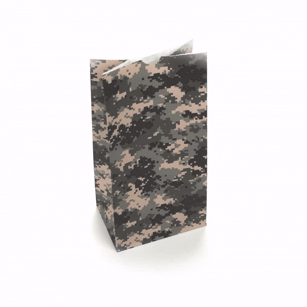 Bag Tek Camouflage Paper Bag - 8 lb - 6" x 4" x 11 3/4" - 100 count box