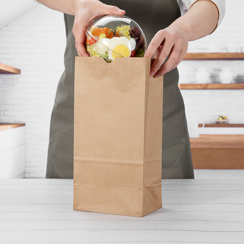 Bag Tek Kraft Paper Bag - 8 lb - 6" x 4" x 11 3/4" - 100 count box