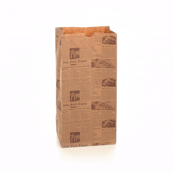 Bag Tek Kraft Newsprint Paper Bag - 8 lb - 6" x 4" x 11 3/4" - 100 count box
