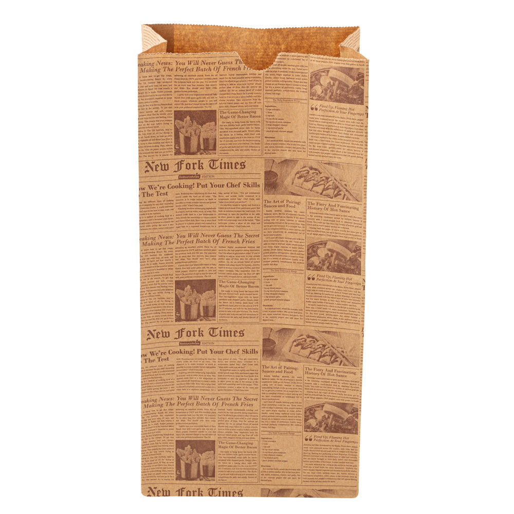 Bag Tek Kraft Newsprint Paper Bag - 8 lb - 6" x 4" x 11 3/4" - 100 count box