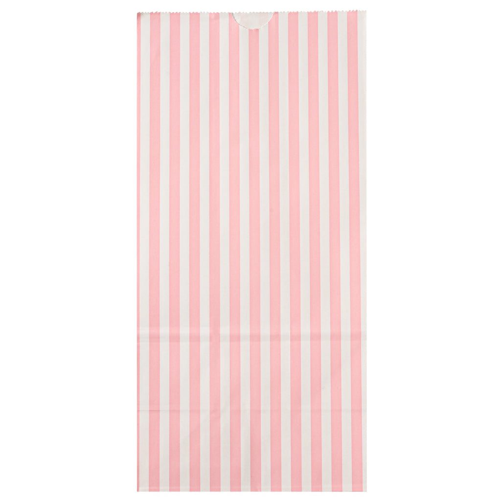 Bag Tek Pink and White Stripe Paper Bag - 8 lb - 6" x 4" x 11 3/4" - 100 count box