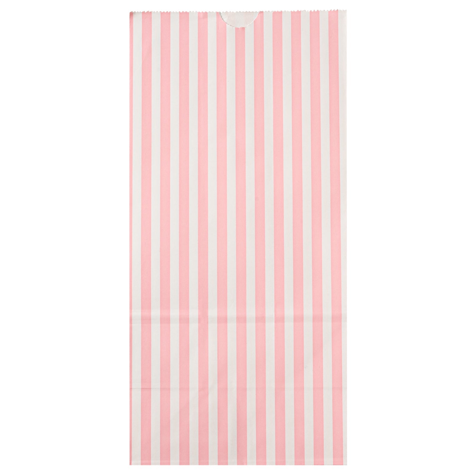 Bag Tek Pink and White Stripe Paper Bag - 8 lb - 6" x 4" x 11 3/4" - 100 count box