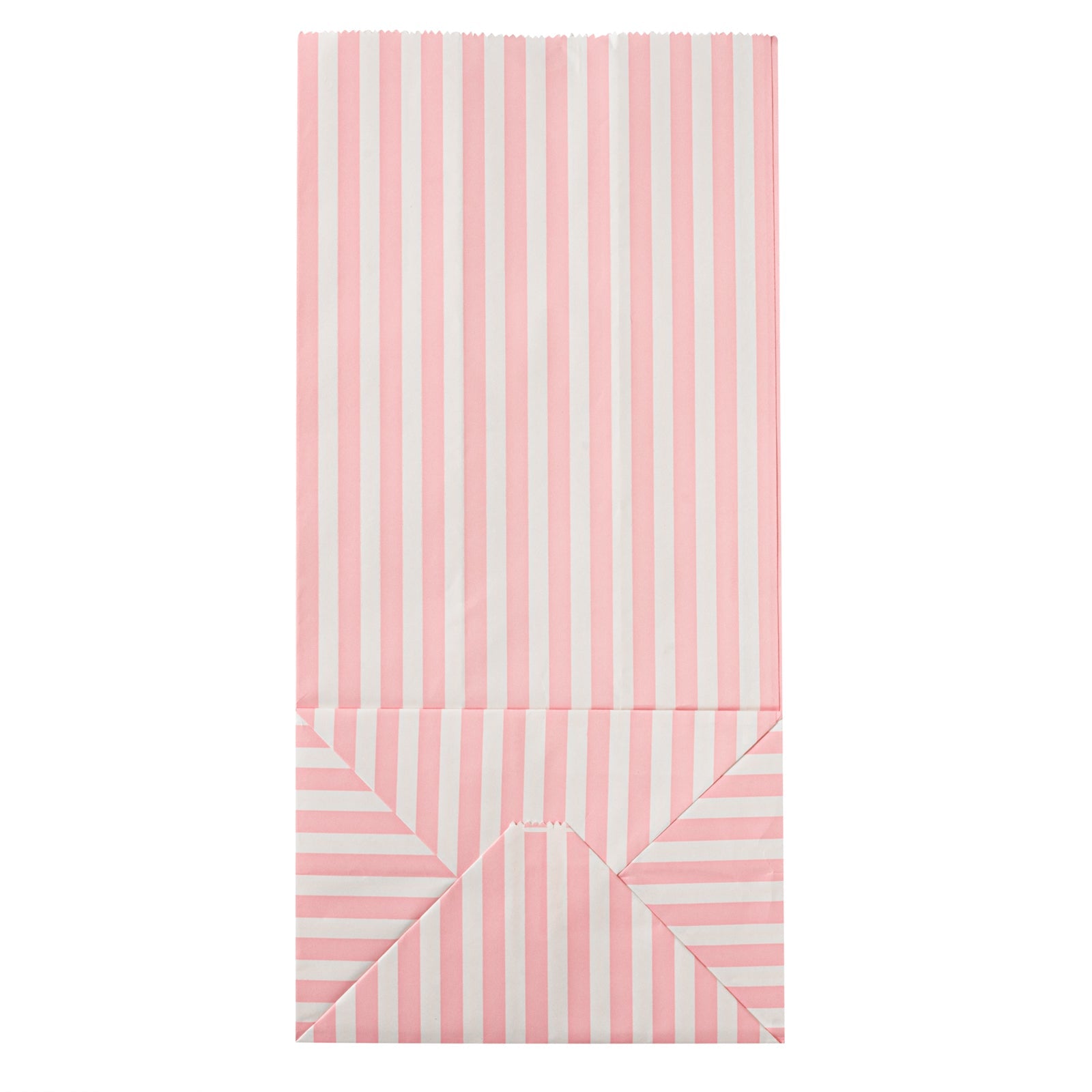 Bag Tek Pink and White Stripe Paper Bag - 8 lb - 6" x 4" x 11 3/4" - 100 count box