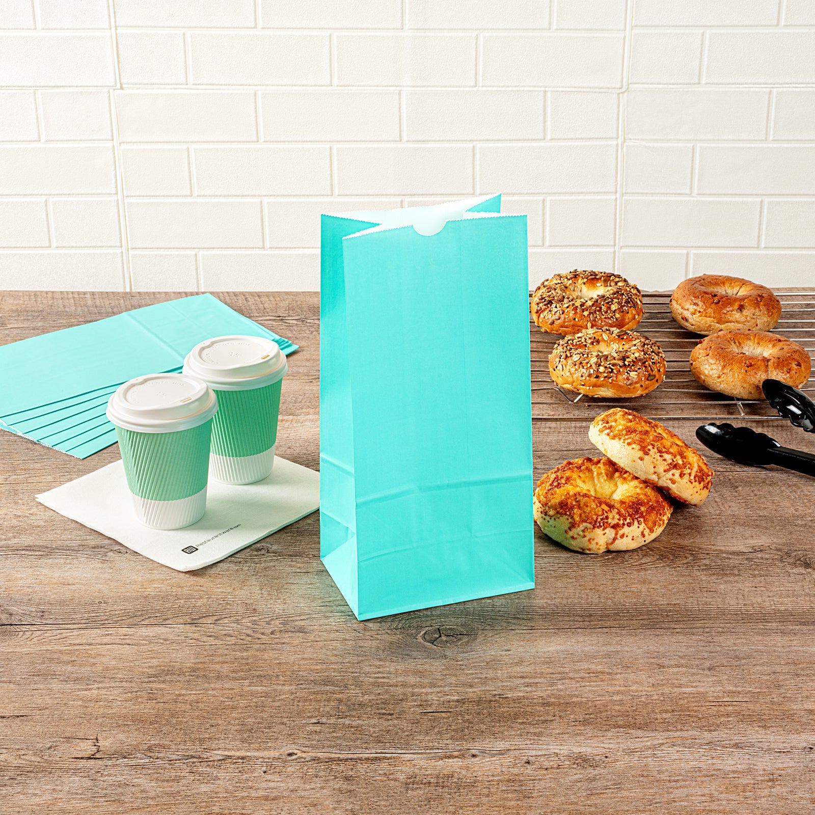Bag Tek Turquoise Paper Bag - 8 lb - 6" x 4" x 11 3/4" - 100 count box