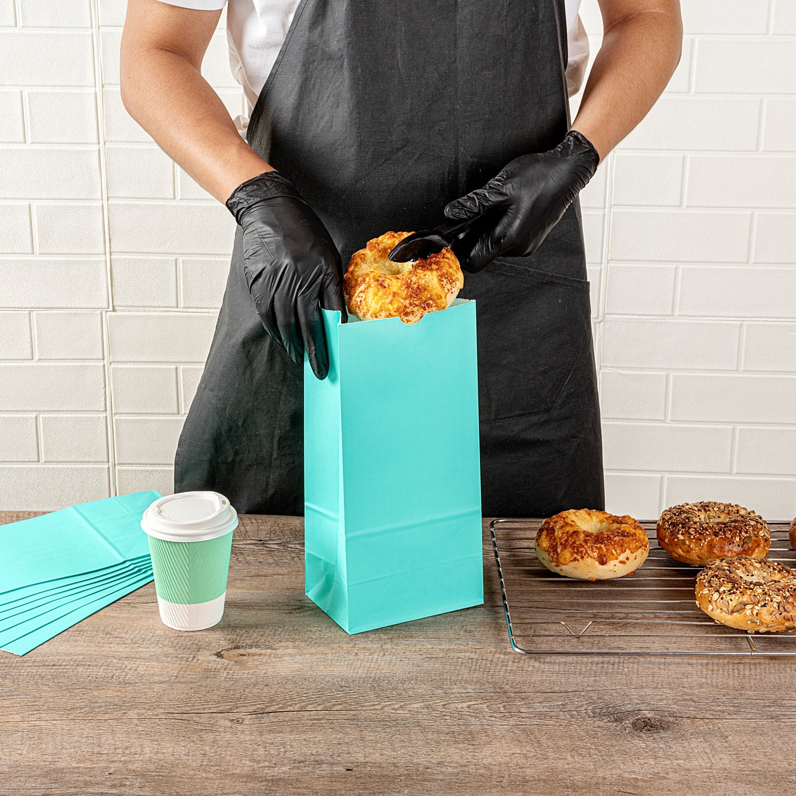 Bag Tek Turquoise Paper Bag - 8 lb - 6" x 4" x 11 3/4" - 100 count box