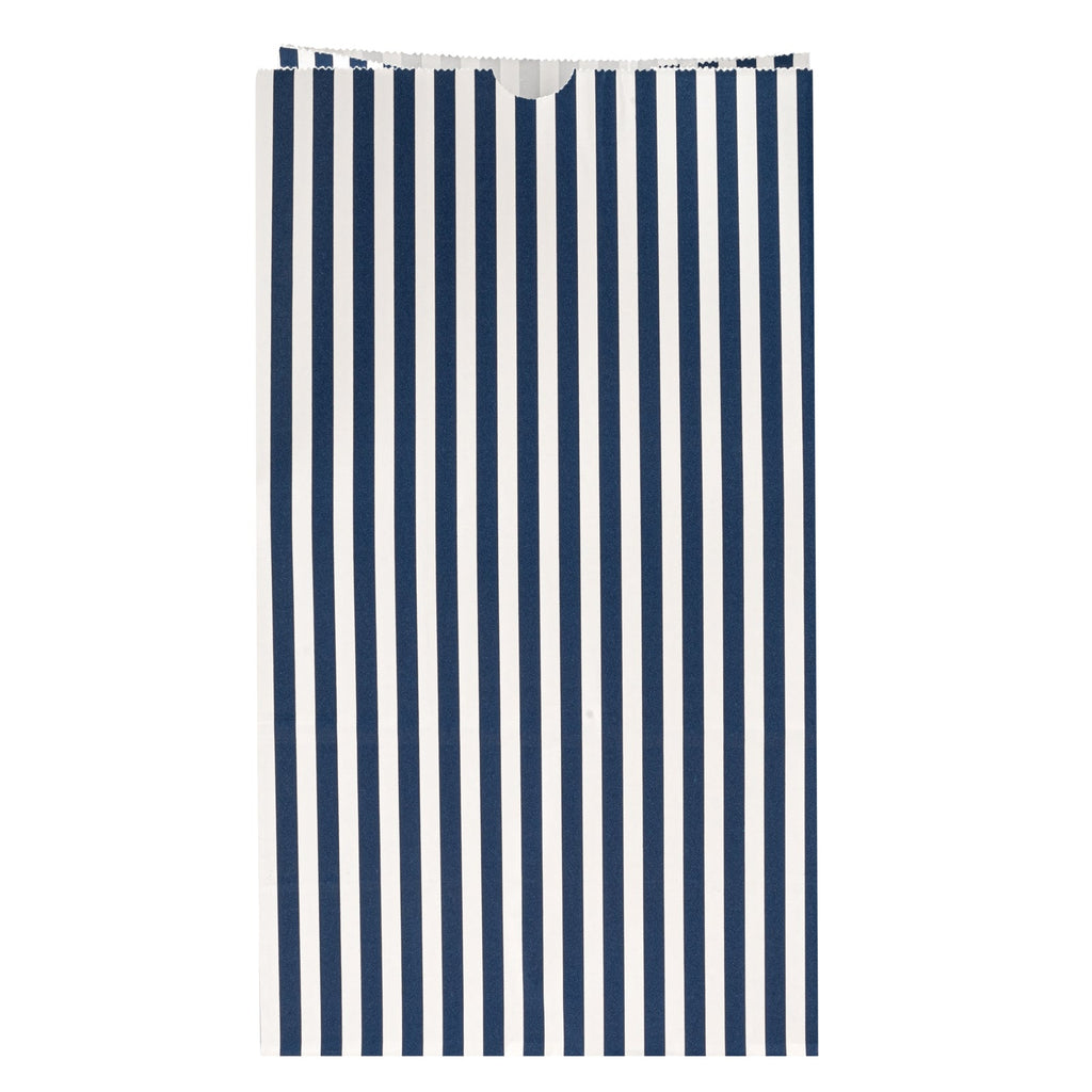 Bag Tek Blue and White Stripe Paper Bag - 12 lb - 7" x 4 1/4" x 12 1/2" - 100 count box