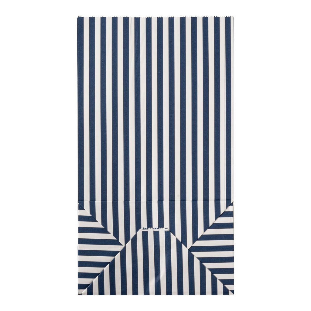Bag Tek Blue and White Stripe Paper Bag - 12 lb - 7" x 4 1/4" x 12 1/2" - 100 count box