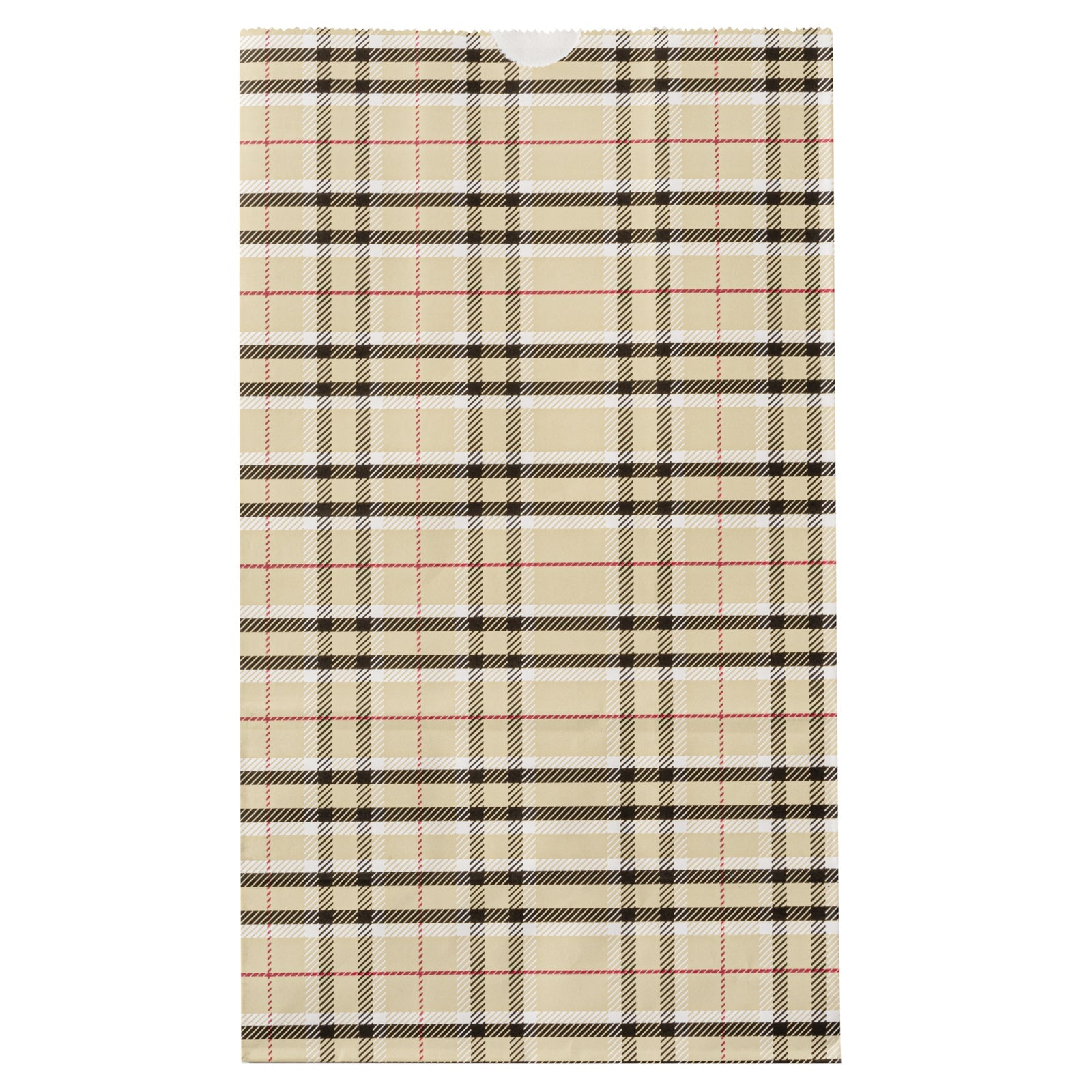 Bag Tek Plaid Paper Bag - 12 lb - 7" x 4 1/4" x 12 1/2" - 100 count box