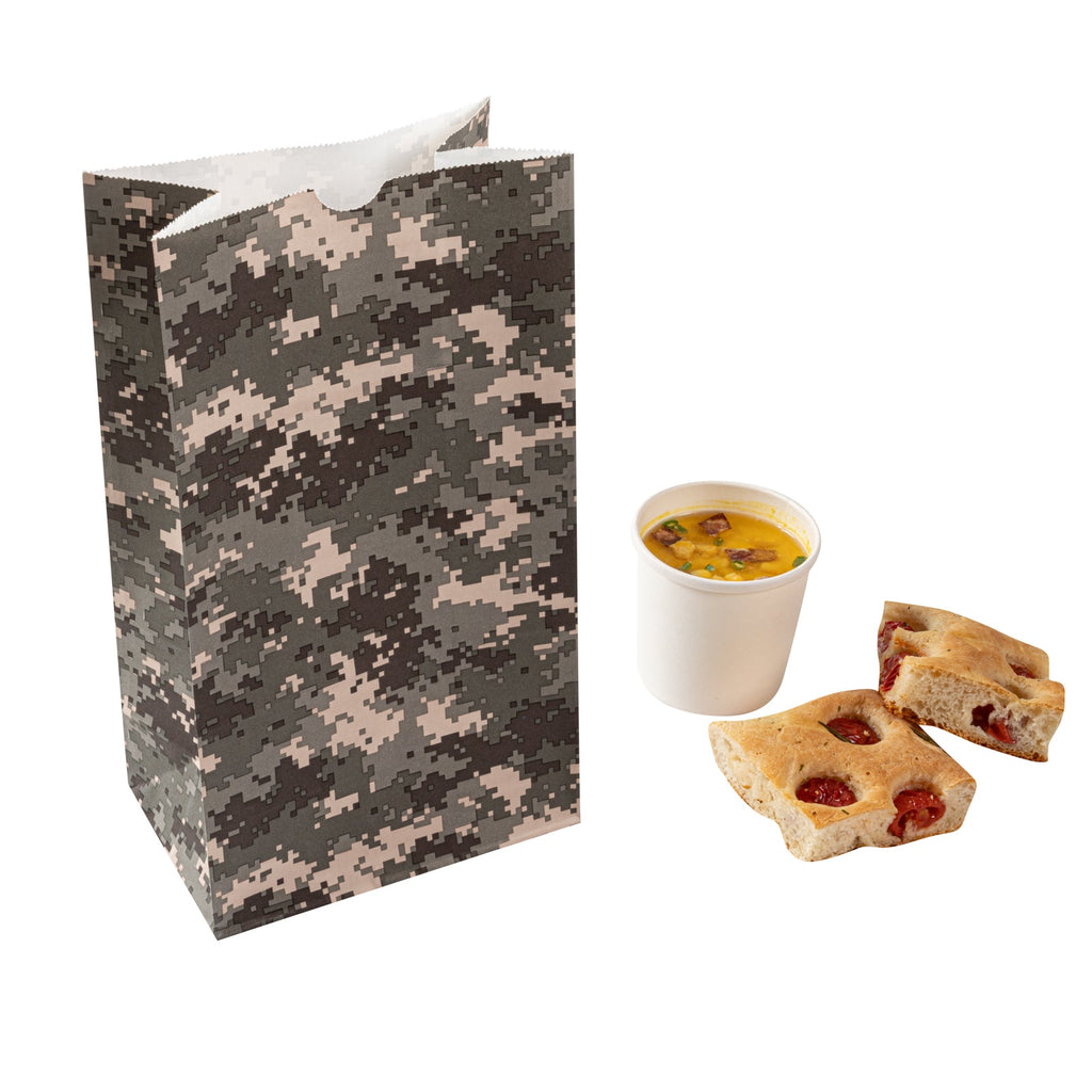 Bag Tek Camouflage Paper Bag - 12 lb - 7" x 4 1/4" x 12 1/2" - 100 count box