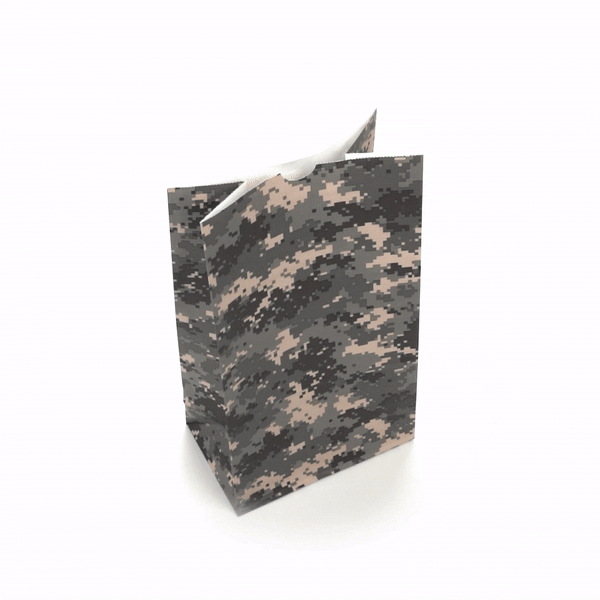 Bag Tek Camouflage Paper Bag - 12 lb - 7" x 4 1/4" x 12 1/2" - 100 count box