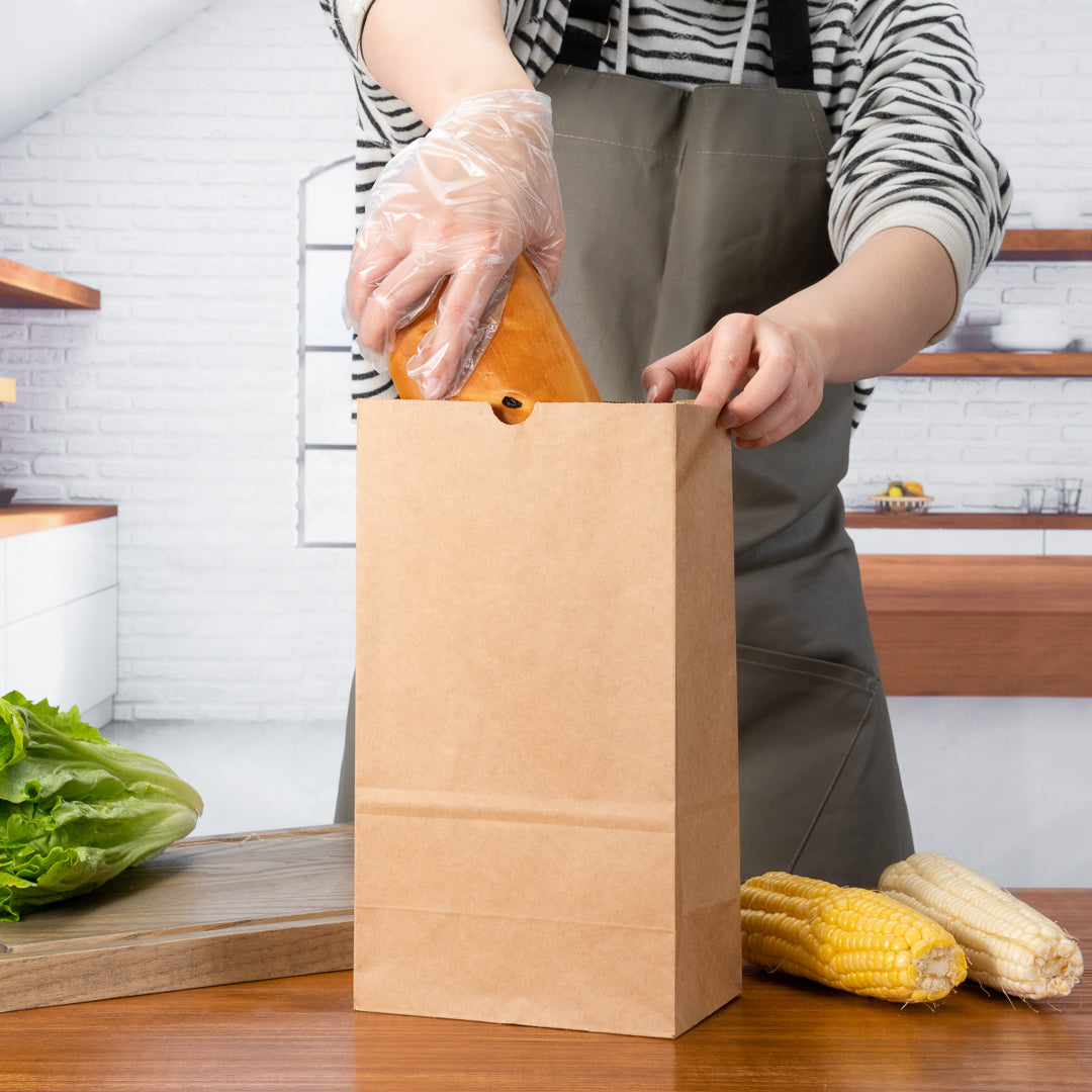 Bag Tek Kraft Paper Bag - 12 lb - 7" x 4 1/4" x 12 1/2" - 100 count box