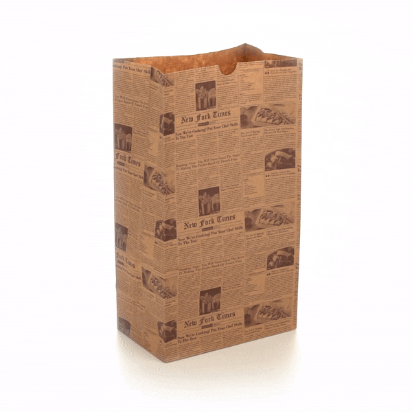 Bag Tek Kraft Newsprint Paper Bag - 12 lb - 7" x 4 1/4" x 12 1/2" - 100 count box