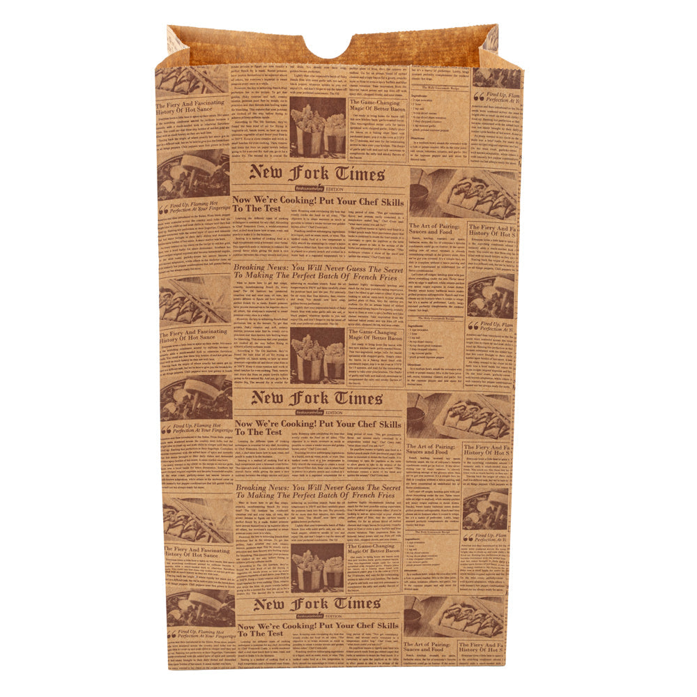 Bag Tek Kraft Newsprint Paper Bag - 12 lb - 7" x 4 1/4" x 12 1/2" - 100 count box