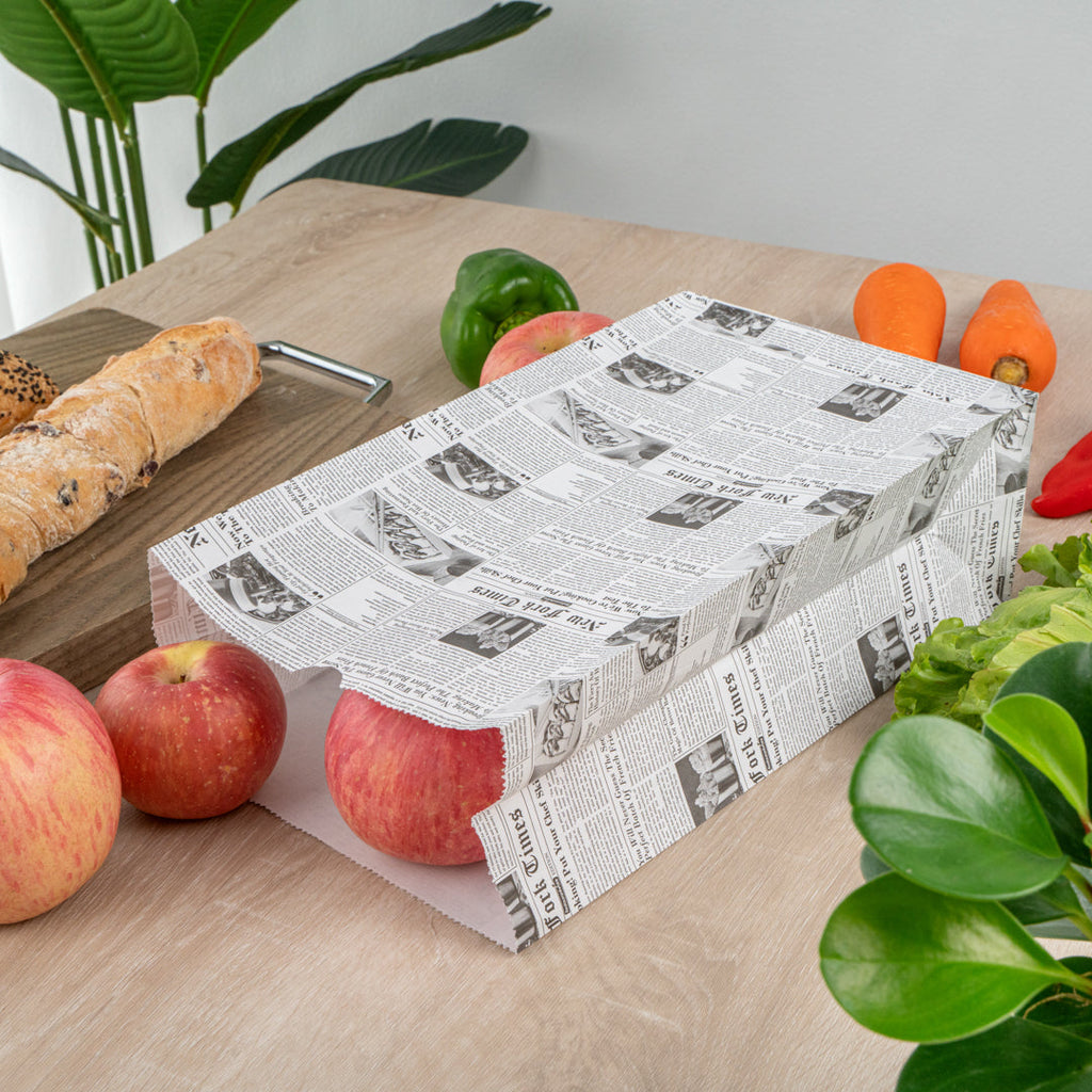 Bag Tek Newsprint Paper Bag - 12 lb - 7" x 4 1/4" x 12 1/2" - 100 count box