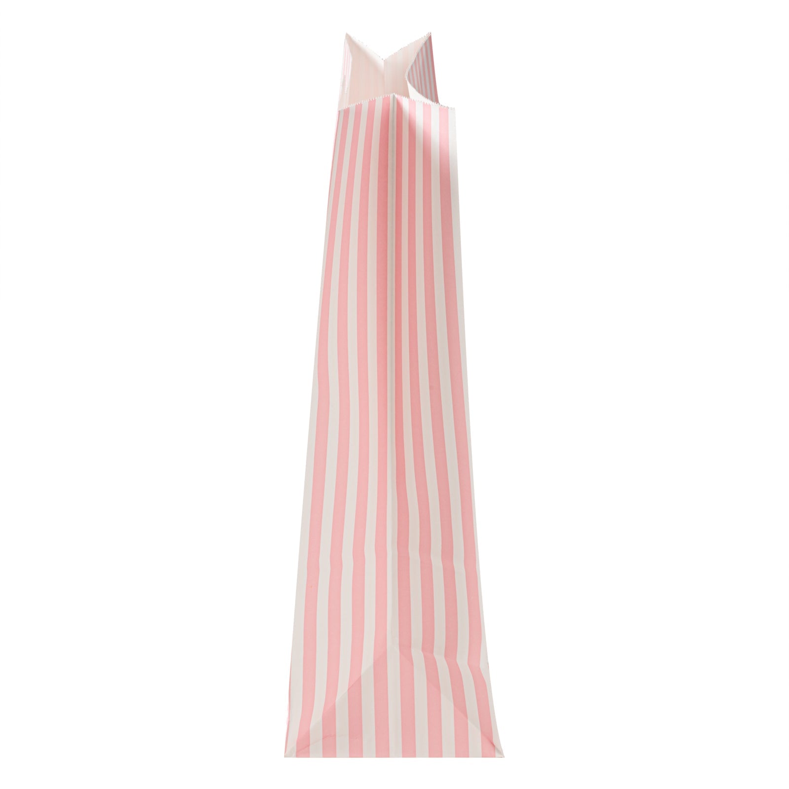 Bag Tek Pink and White Stripe Paper Bag - 12 lb - 7" x 4 1/4" x 12 1/2" - 100 count box