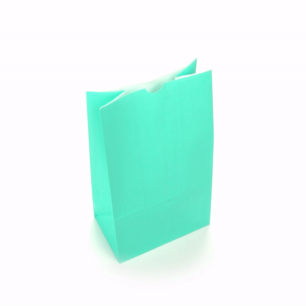 Bag Tek Turquoise Paper Bag - 12 lb - 7" x 4 1/4" x 12 1/2" - 100 count box
