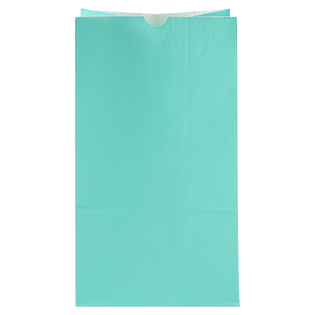 Bag Tek Turquoise Paper Bag - 12 lb - 7" x 4 1/4" x 12 1/2" - 100 count box