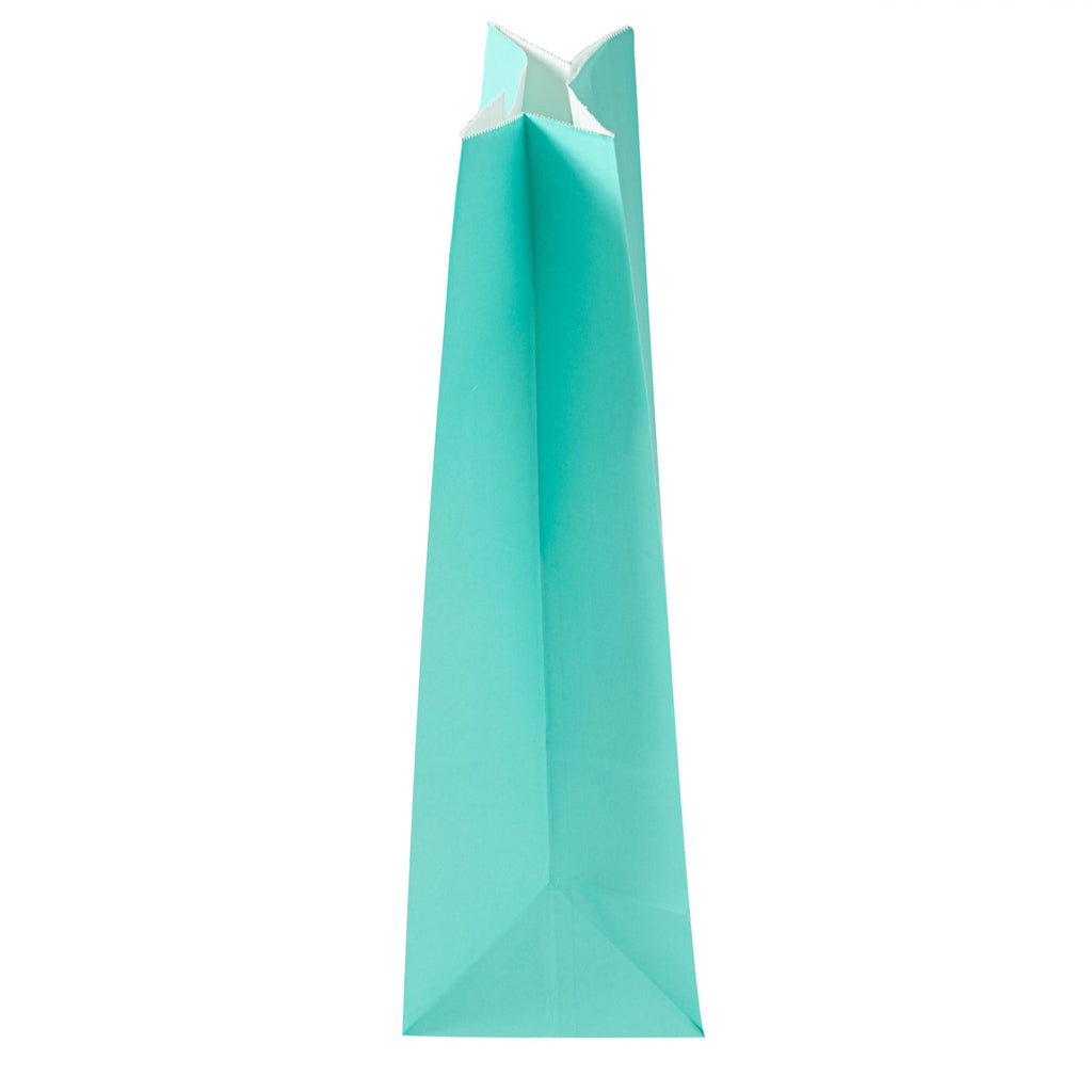 Bag Tek Turquoise Paper Bag - 12 lb - 7" x 4 1/4" x 12 1/2" - 100 count box