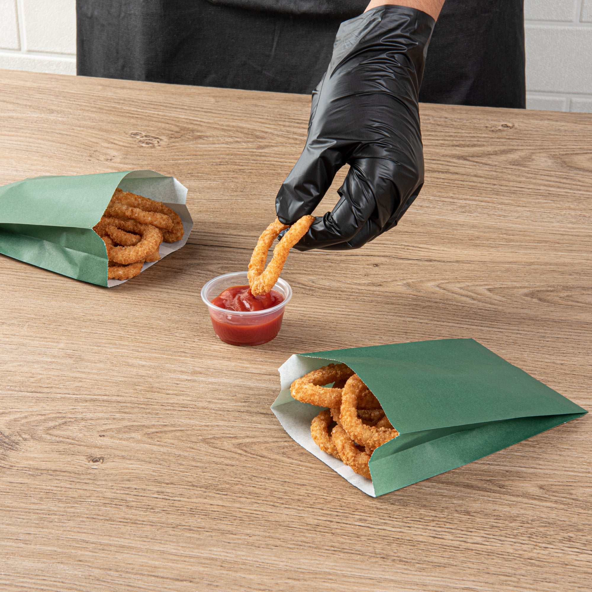 Bag Tek Forest Green Paper French Fry / Snack Bag - 4 1/4" x 1 1/2" x 6 1/4" - 100 count box
