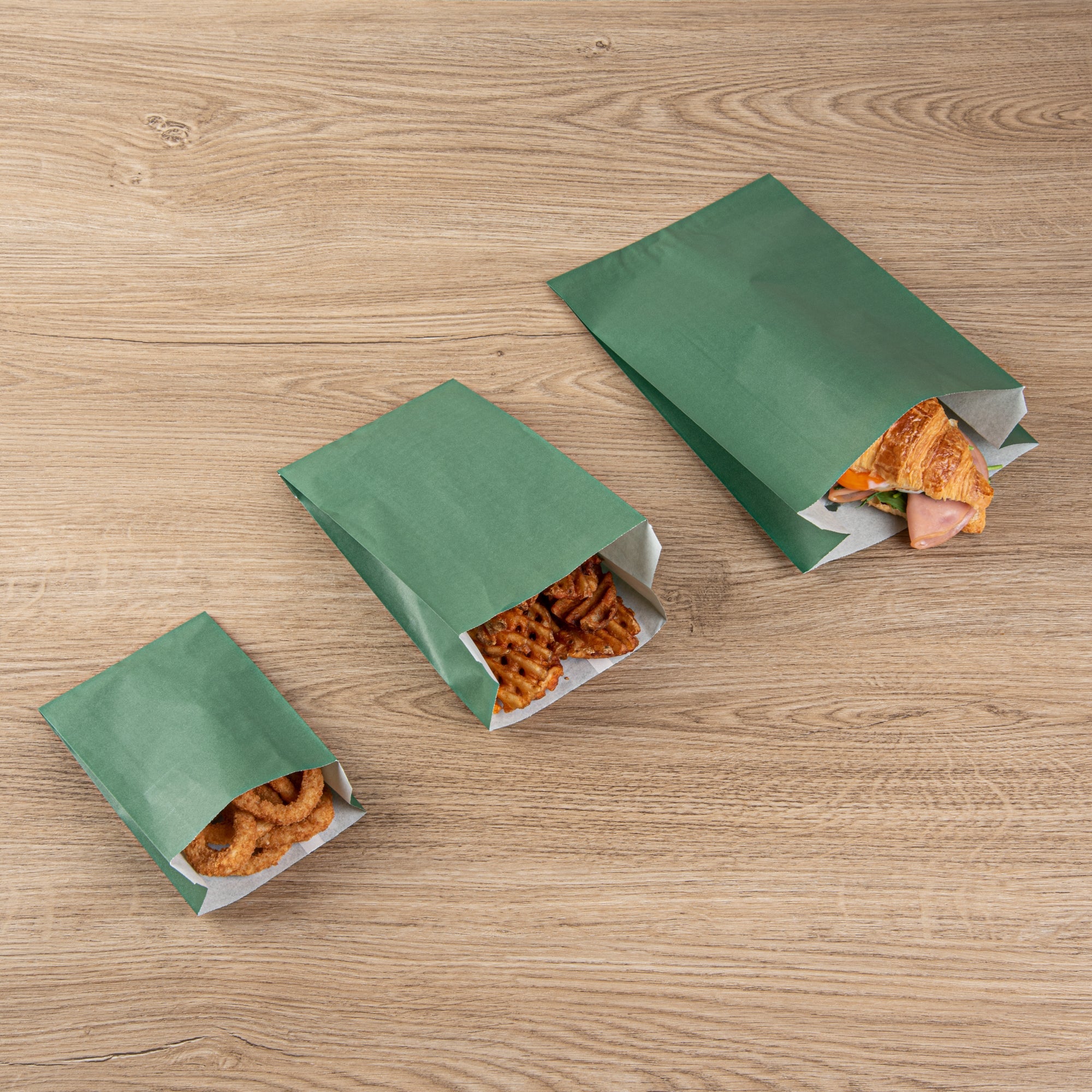 Bag Tek Forest Green Paper French Fry / Snack Bag - 4 1/4" x 1 1/2" x 6 1/4" - 100 count box