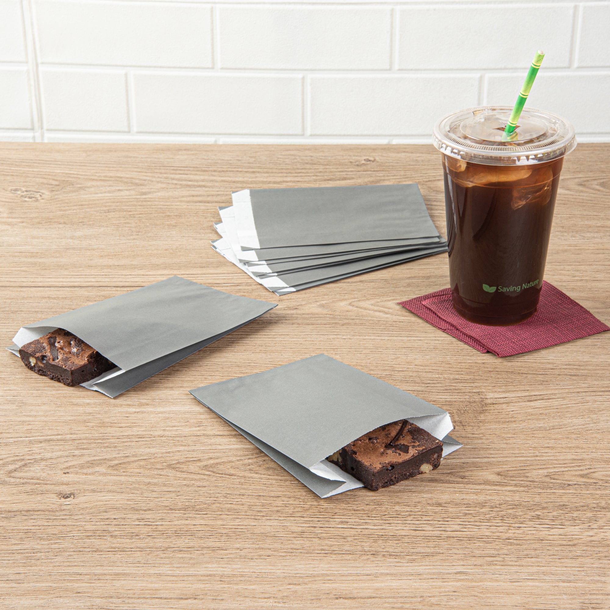 Bag Tek Gray Paper French Fry / Snack Bag - 4 1/4" x 1 1/2" x 6 1/4" - 100 count box