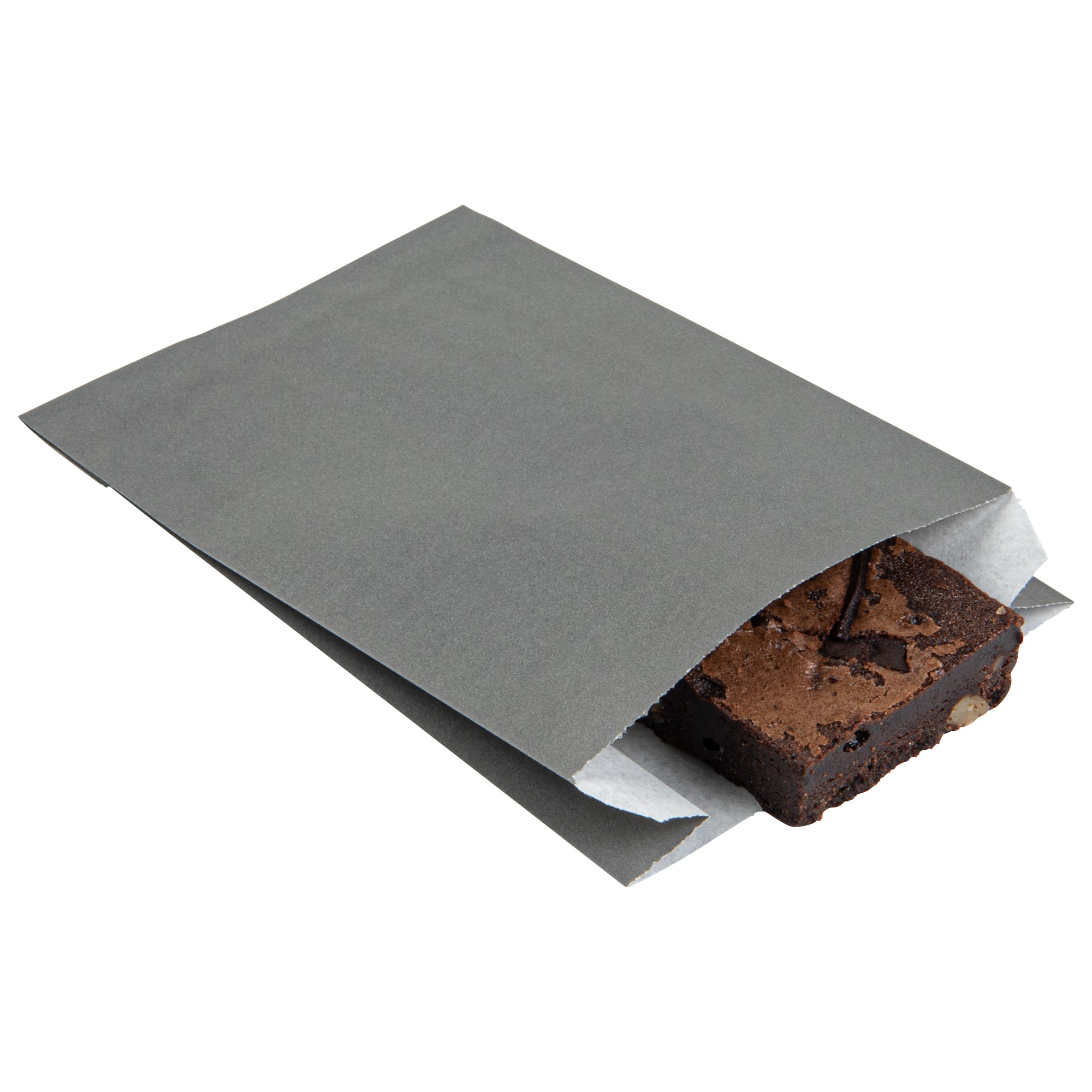 Bag Tek Gray Paper French Fry / Snack Bag - 4 1/4" x 1 1/2" x 6 1/4" - 100 count box