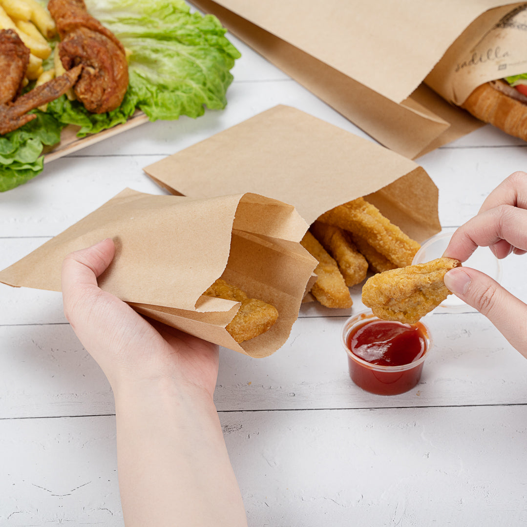 Bag Tek Kraft Paper French Fry / Snack Bag - 4 1/4" x 1 1/2" x 6 1/4" - 100 count box