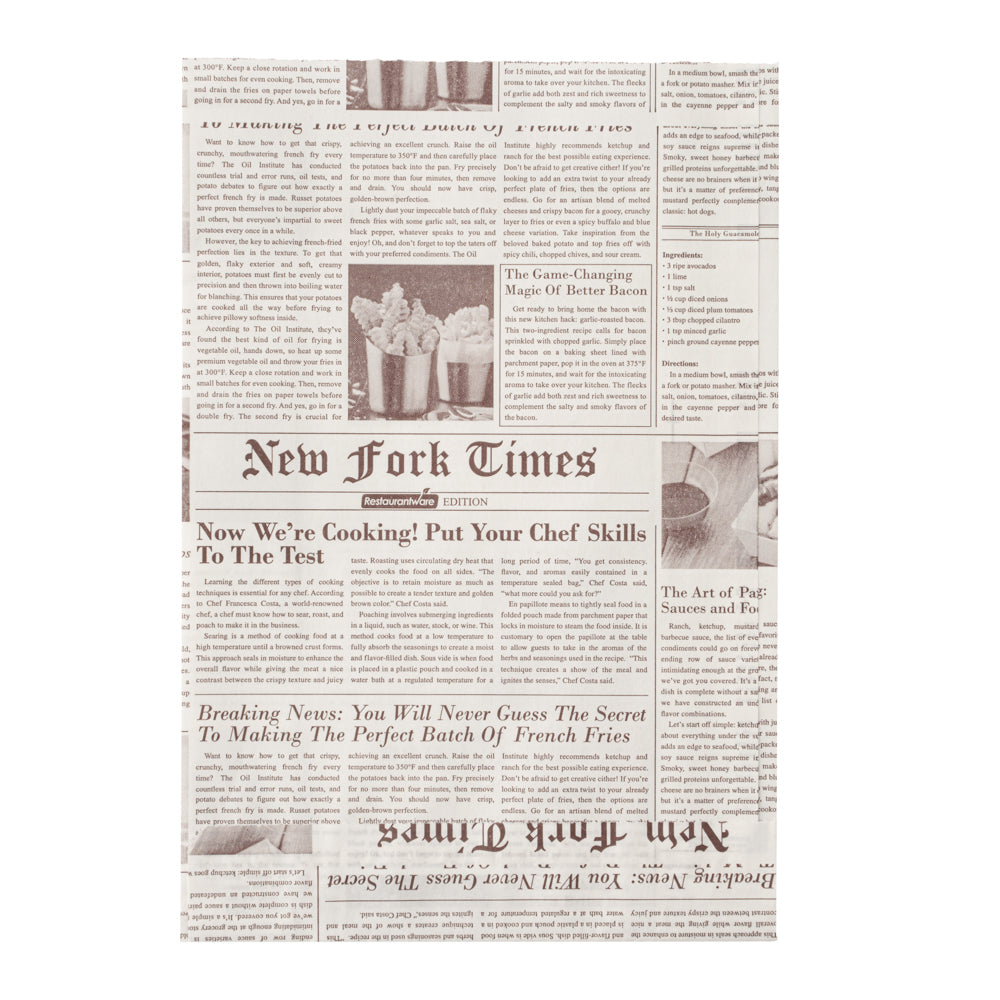 Bag Tek Sepia Newsprint Paper French Fry / Snack Bag - 4 1/4" x 1 1/2" x 6 1/4" - 100 count box