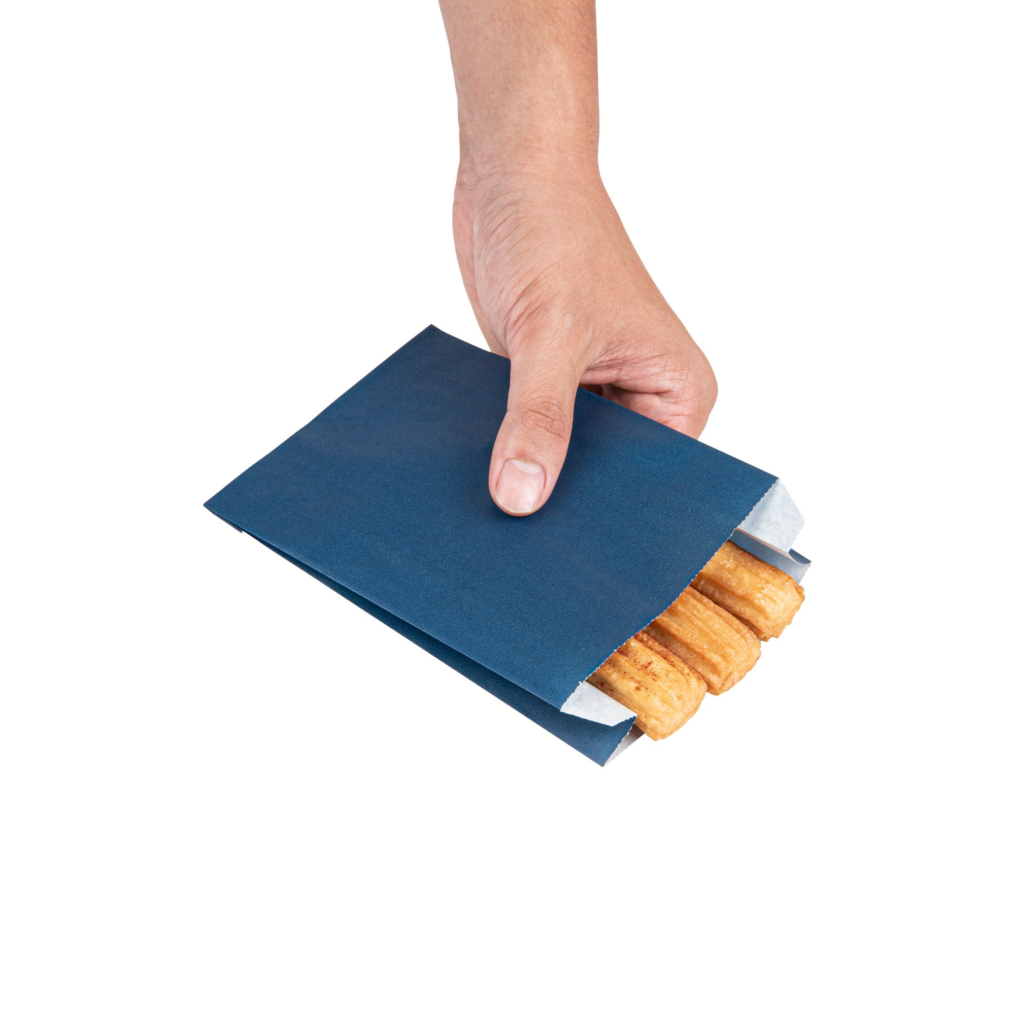 Bag Tek Midnight Blue Paper French Fry / Snack Bag - 4 1/4" x 1 1/2" x 6 1/4" - 100 count box
