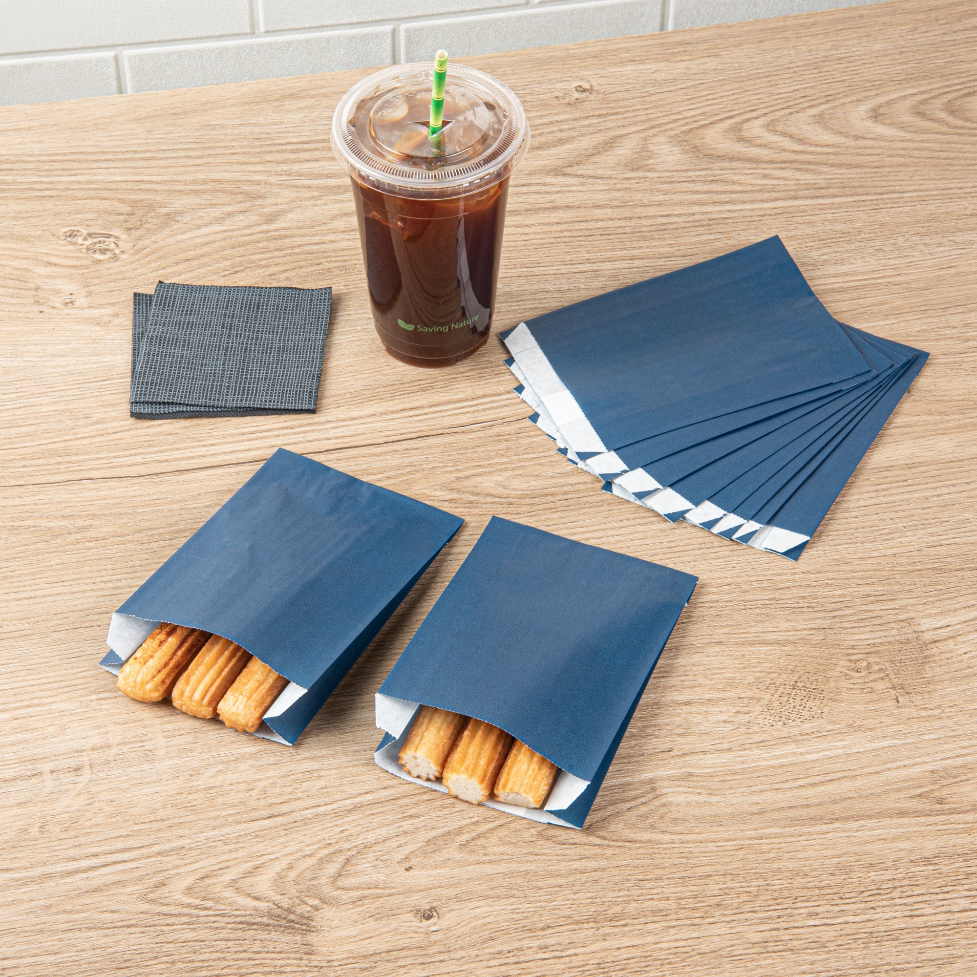 Bag Tek Midnight Blue Paper French Fry / Snack Bag - 4 1/4" x 1 1/2" x 6 1/4" - 100 count box