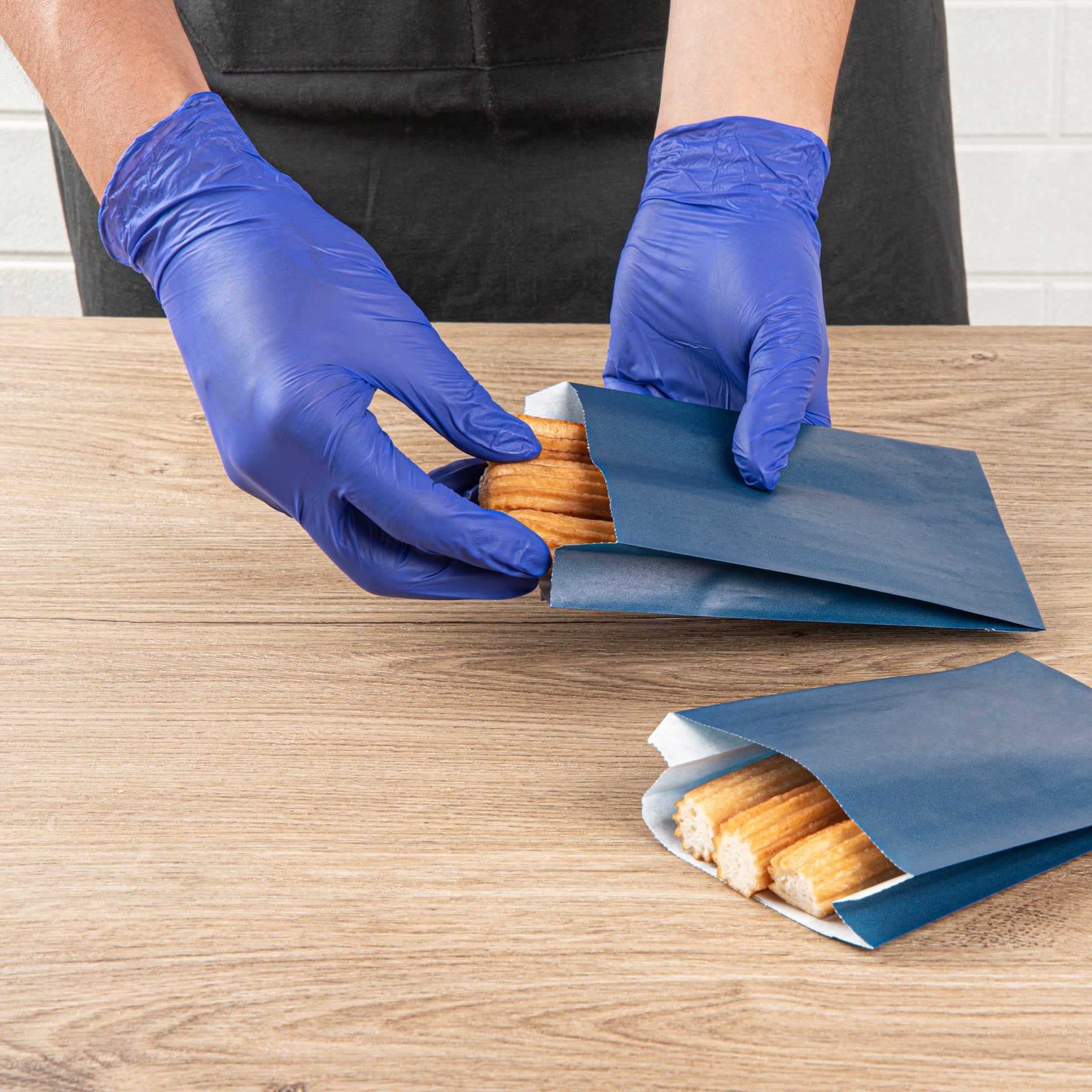 Bag Tek Midnight Blue Paper French Fry / Snack Bag - 4 1/4" x 1 1/2" x 6 1/4" - 100 count box