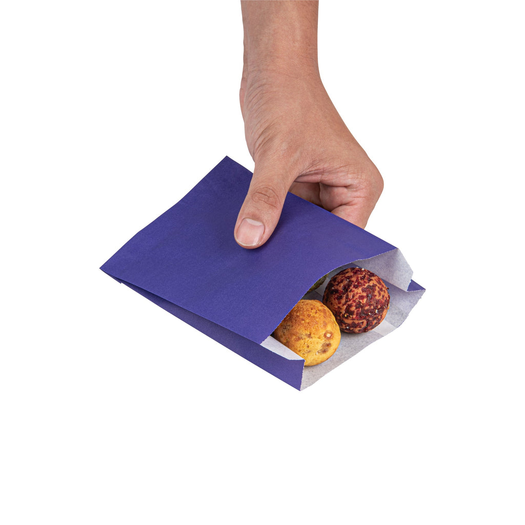 Bag Tek Purple Paper French Fry / Snack Bag - 4 1/4" x 1 1/2" x 6 1/4" - 100 count box