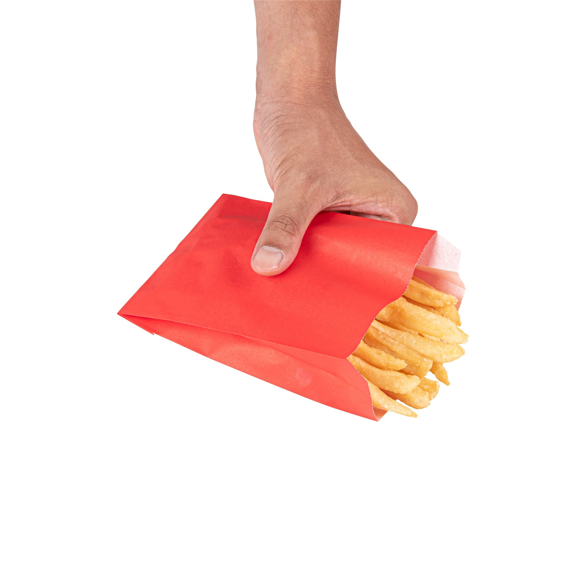 Bag Tek Red Paper French Fry / Snack Bag - 4 1/4" x 1 1/2" x 6 1/4" - 100 count box