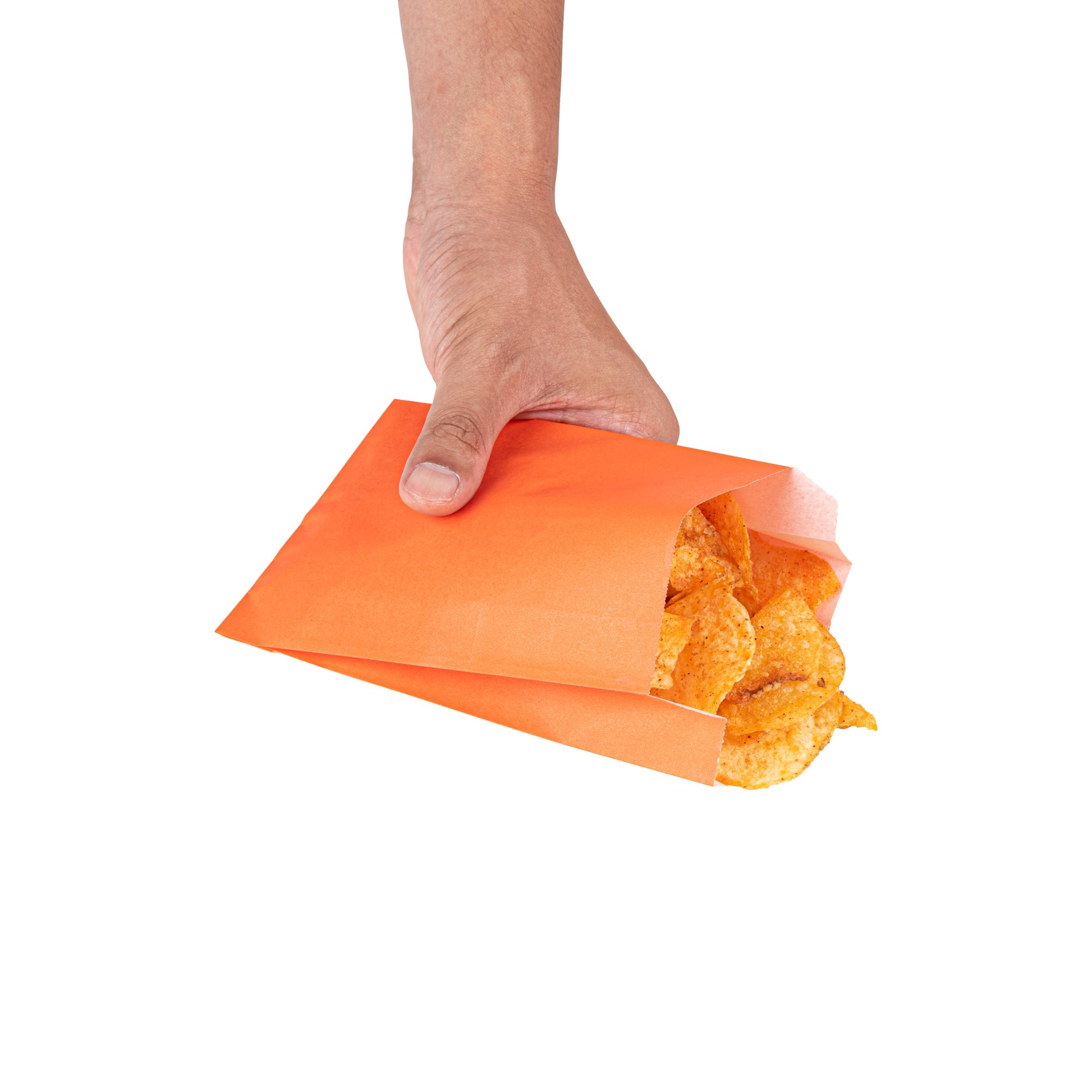 Bag Tek Tangerine Orange Paper French Fry / Snack Bag - 4 1/4" x 1 1/2" x 6 1/4" - 100 count box