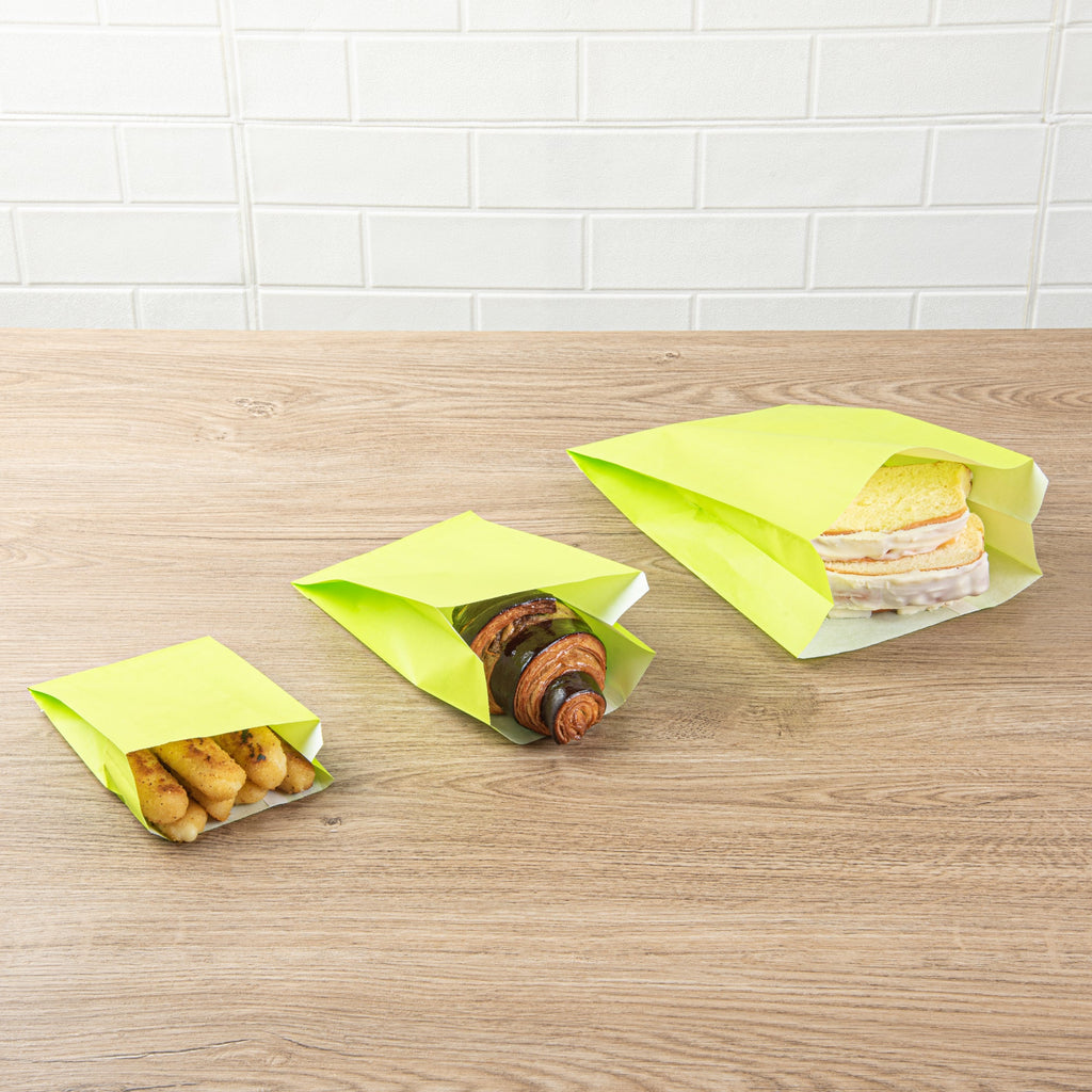 Bag Tek Eco Green Paper French Fry / Snack Bag - 5" x 3" x 8 3/4" - 100 count box
