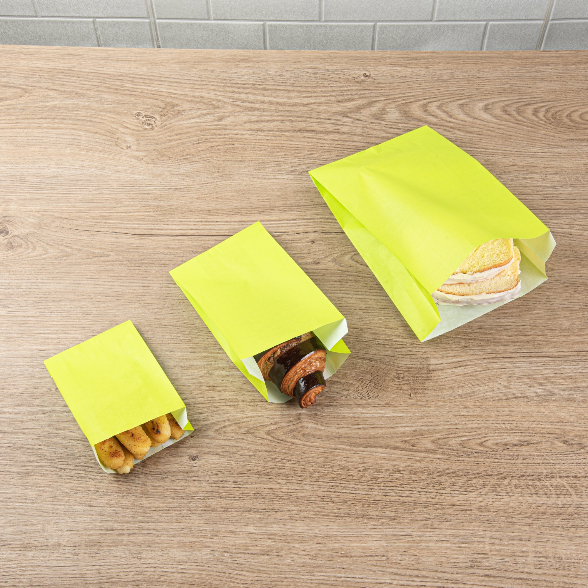 Bag Tek Eco Green Paper French Fry / Snack Bag - 5" x 3" x 8 3/4" - 100 count box