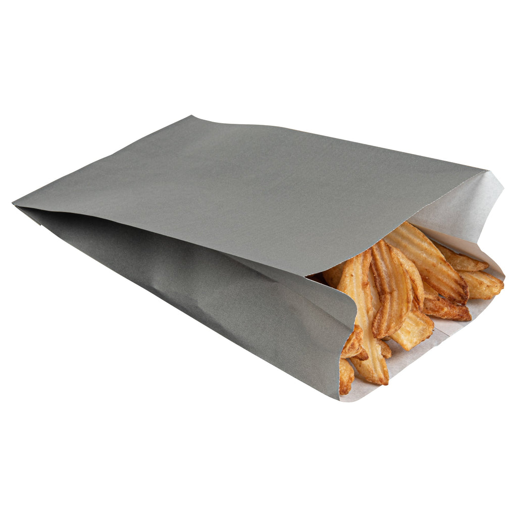 Bag Tek Gray Paper French Fry / Snack Bag - 5" x 3" x 8 3/4" - 100 count box