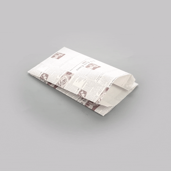 Bag Tek Sepia Newsprint Paper French Fry / Snack Bag - 5" x 3" x 8 3/4" - 100 count box
