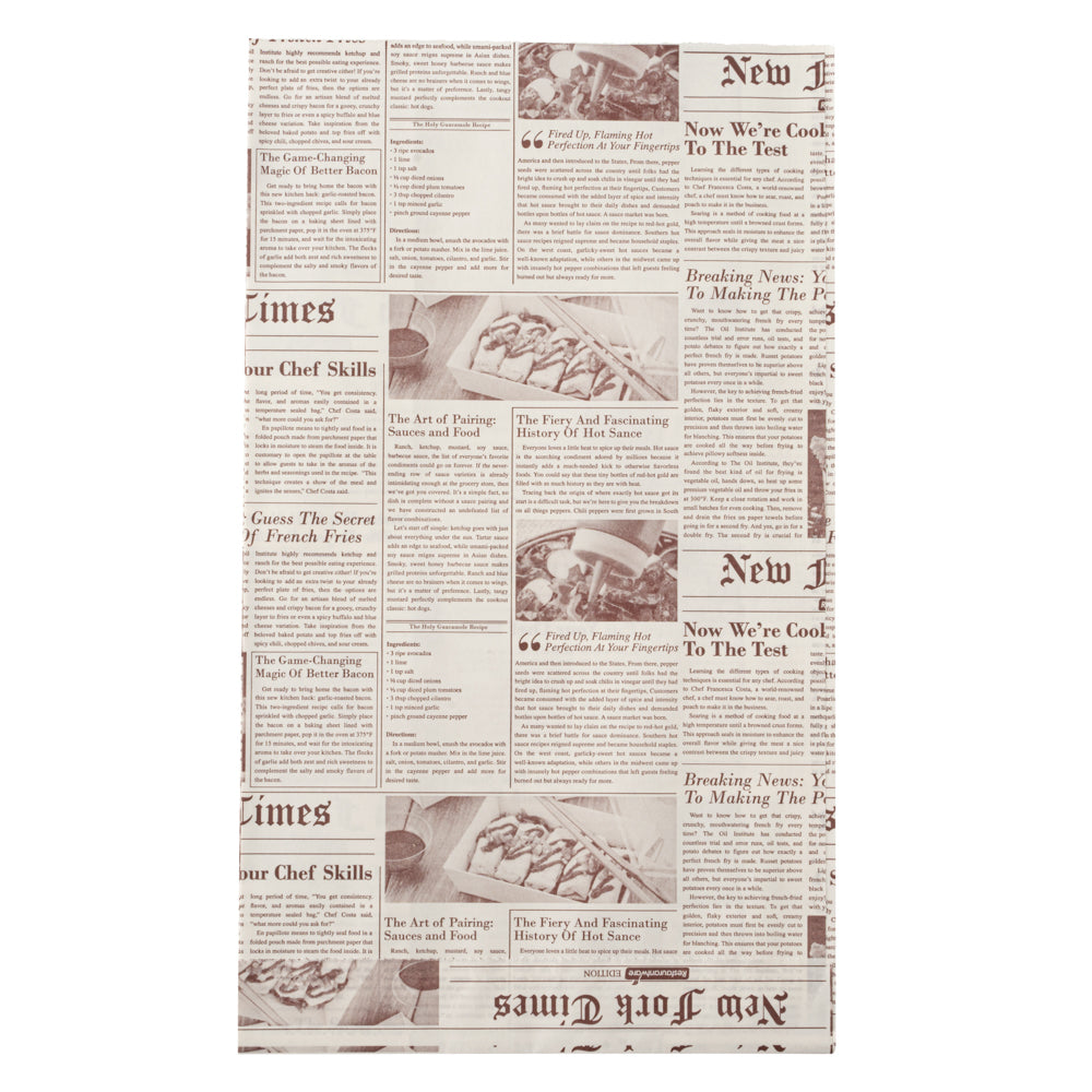 Bag Tek Sepia Newsprint Paper French Fry / Snack Bag - 5" x 3" x 8 3/4" - 100 count box