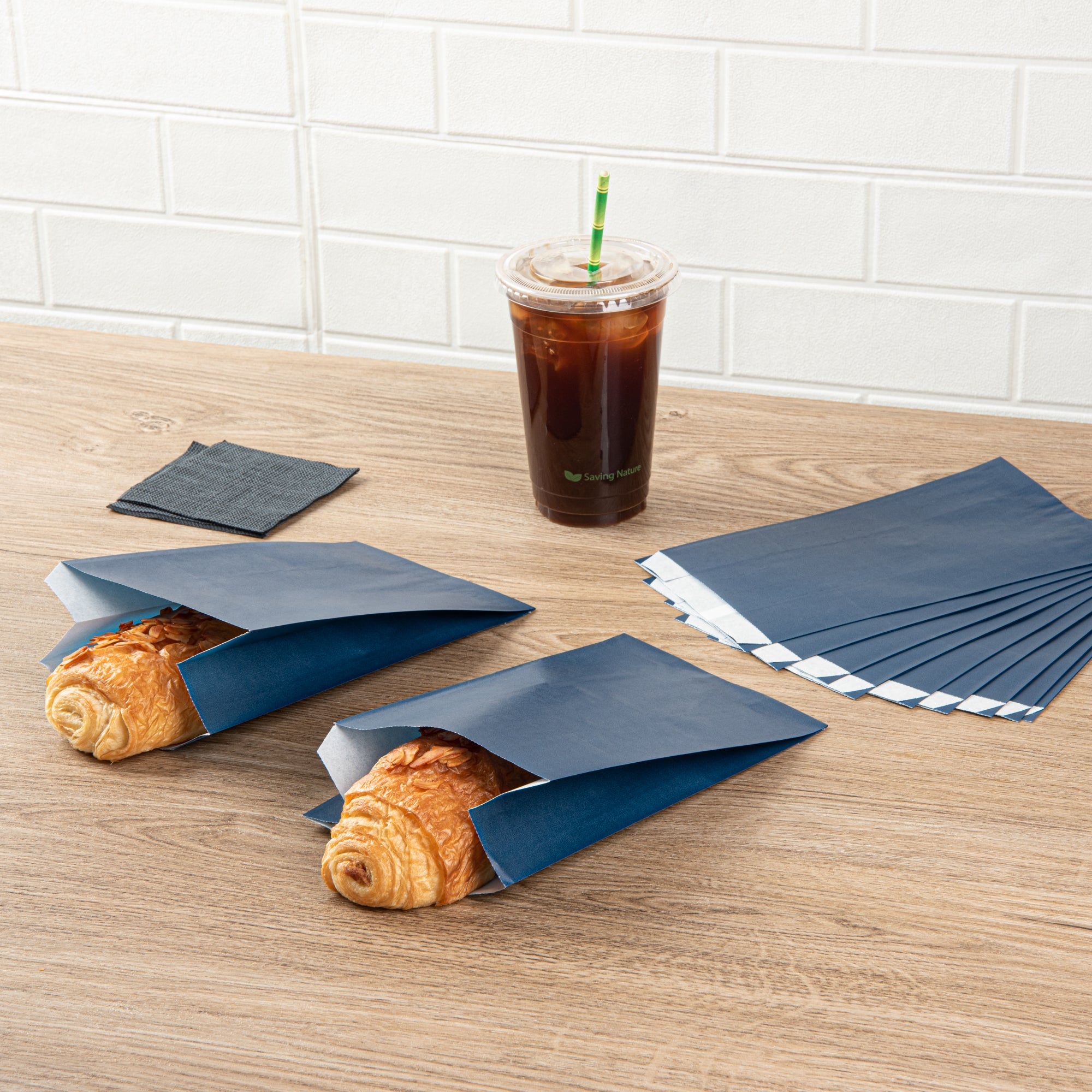 Bag Tek Midnight Blue Paper French Fry / Snack Bag - 5" x 3" x 8 3/4" - 100 count box